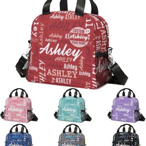 Bolsa de almuerzo personalizada con nombre, poliéster, color 11, unisex Bolsa de almuerzo personalizada con nombre, poliéster, color 11, unisex
