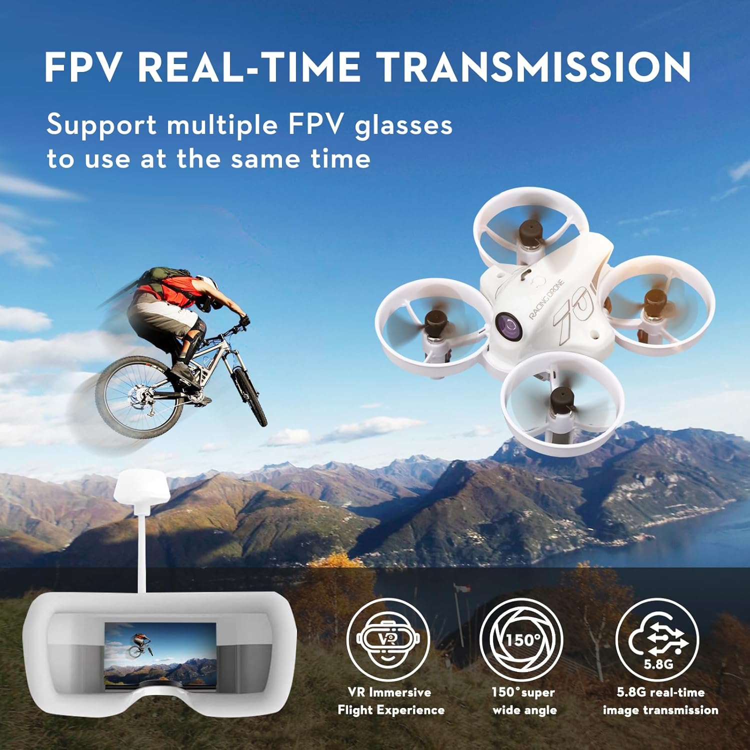 Buddy RC Mini FPV Drone Kit para principiantes, dron de visión en primera persona con gafas FPV adecuado para drones de práctica novatos, súper