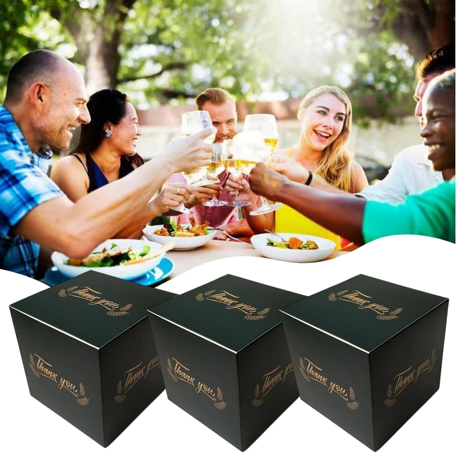 XCXGYCA 20 cajas de regalo de agradecimiento, cajas de cartón cuadrado negro para fiesta, 4 x 4 x 4 pulgadas, cada una para bodas, cumpleaños,