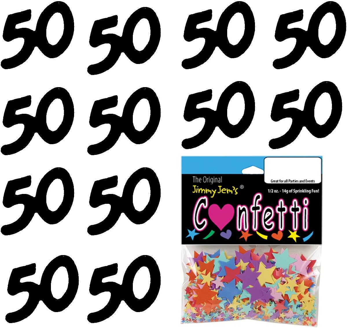 Confeti número 50 negro – 2 bolsas de media onza (1 oz) #7501 Q01