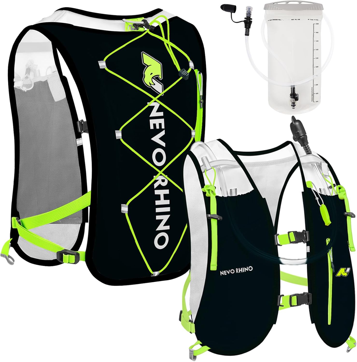 Chaleco de hidratación para correr, chaleco para correr de 5.5 litros para mujeres y hombres con vejiga de agua de TPU de 2 L, mochila de