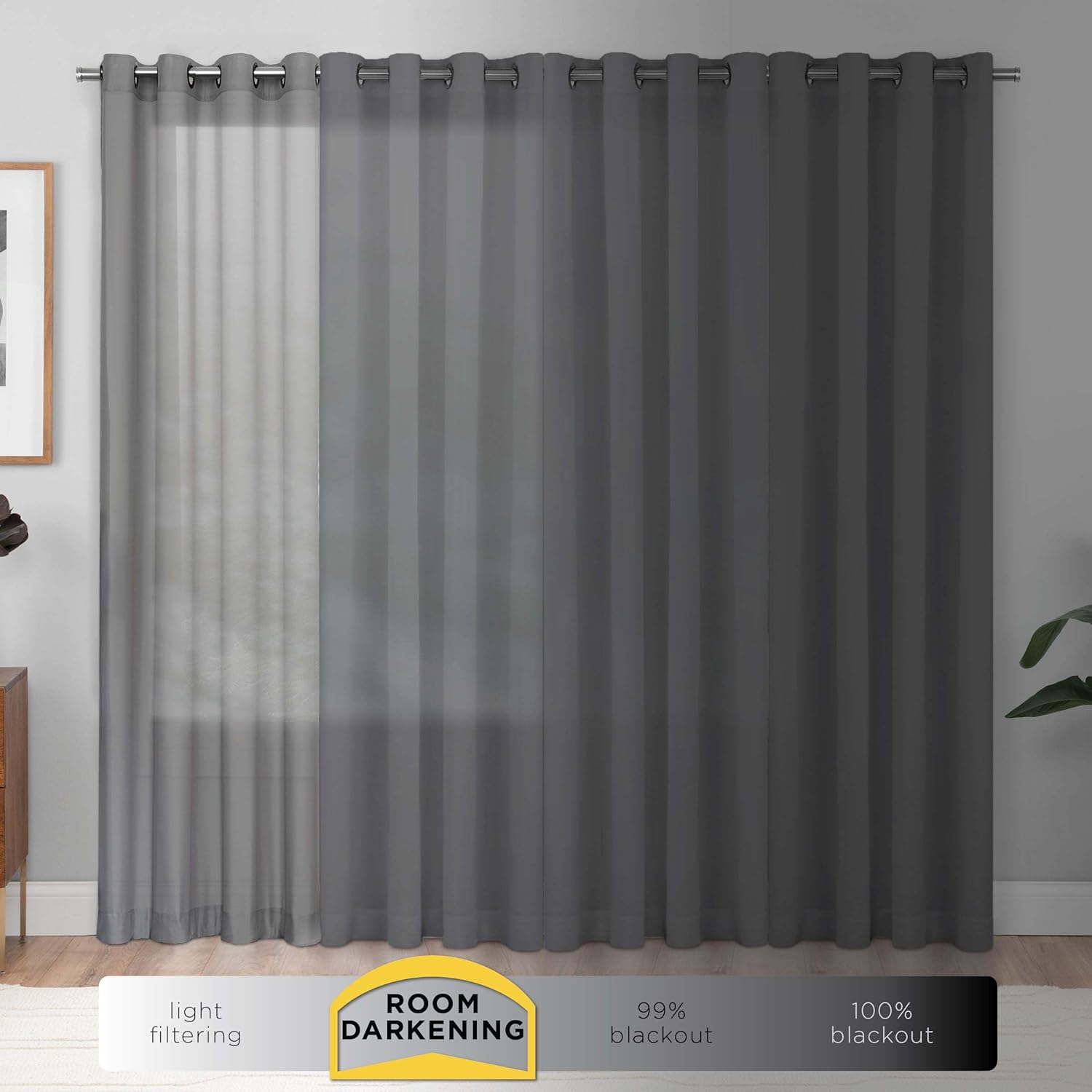 Eclipse Tricia – Cortina térmica moderna para oscurecer la habitación, con bolsillo para cortinero, para dormitorio (1 panel), 52 x 63 pulgadas,
