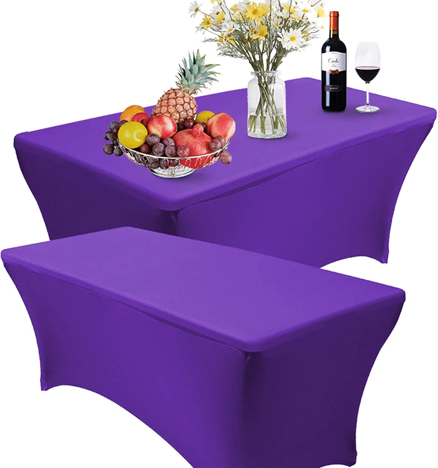 Reliancer Mantel rectangular de elastano ajustado a la mesa para fiestas al aire libre, exhibición, DJ, banquetes, comerciantes, recepción de boda,
