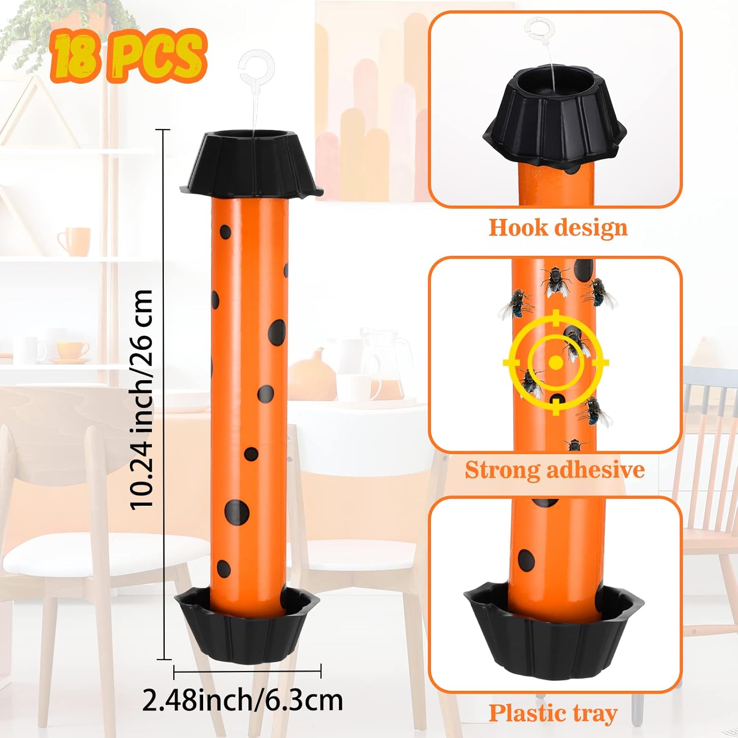 Trampas para moscas de frutas para interiores, trampas colgantes para moscas al aire libre, trampas adhesivas para mosquitos para interiores, tubos