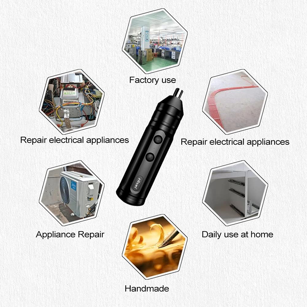 HUIOP Destornillador eléctrico recargable, mini destornillador eléctrico inalámbrico, juego de herramientas eléctricas portátiles, destornillador