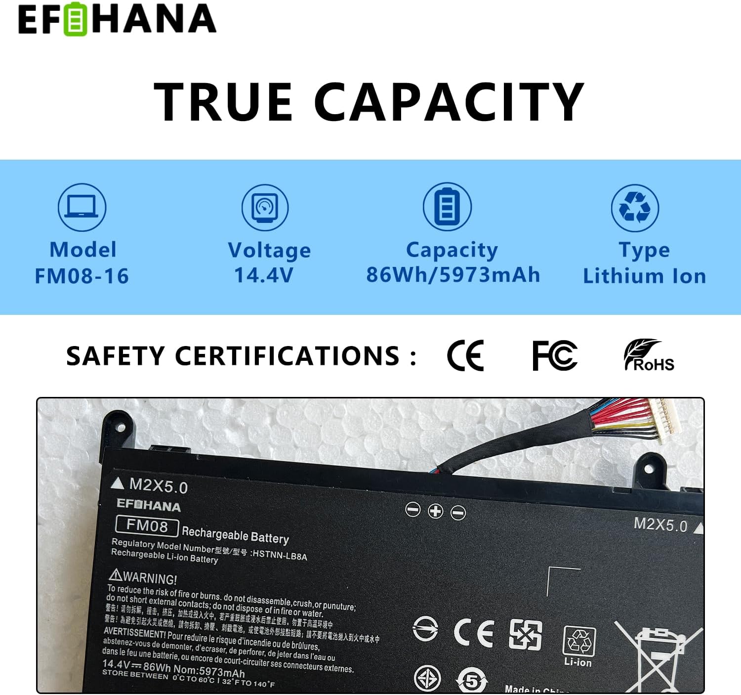 FM08 HSTNN-LB8B – Batería de repuesto para laptop HP Omen 17-AN013TX 17-AN014TX 17-AN014NG 17-an008ur Series TPN-Q195 922752-421 922753-421