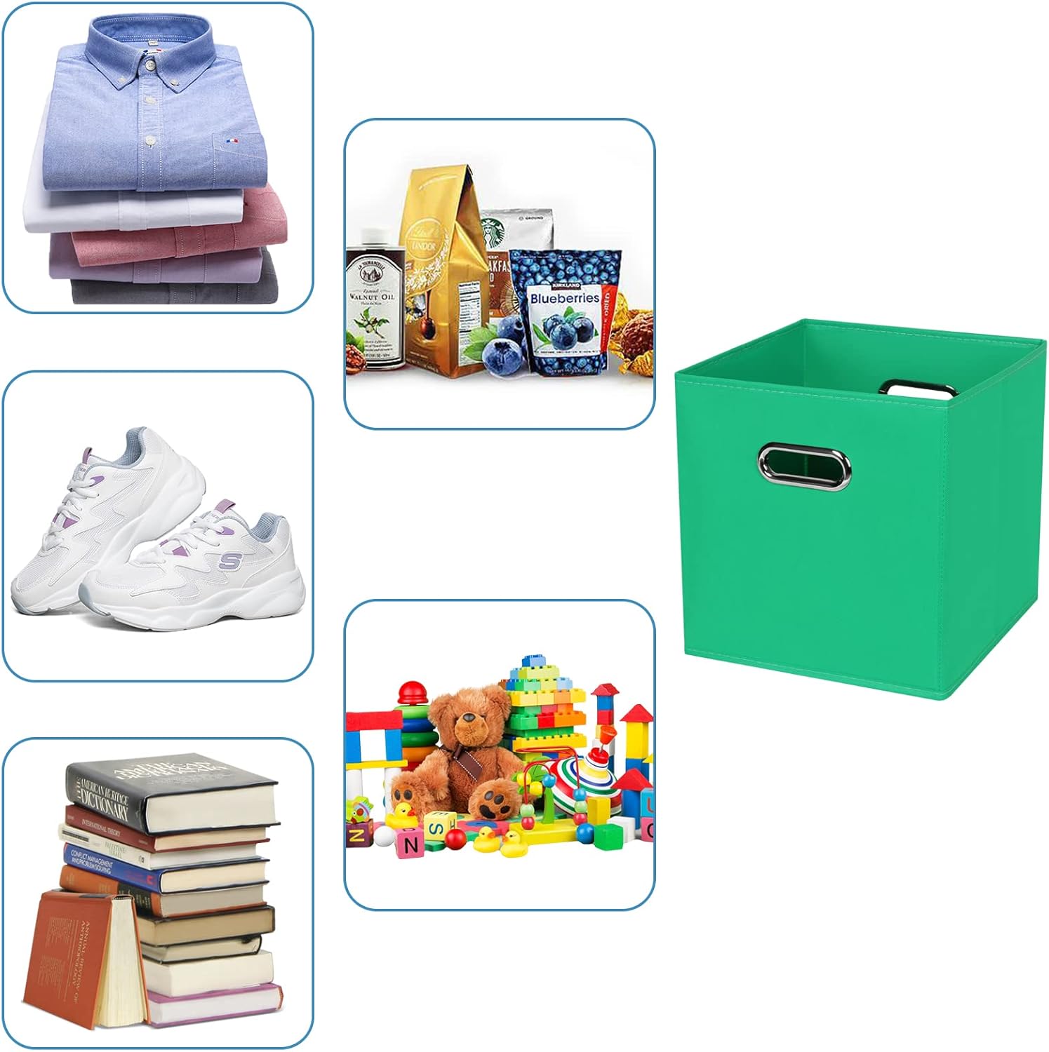 Yunkeeper Contenedores de almacenamiento de tela, 13 x 13 x 13 pulgadas, cubos organizadores plegables con doble asa, organizadores de tela y caja