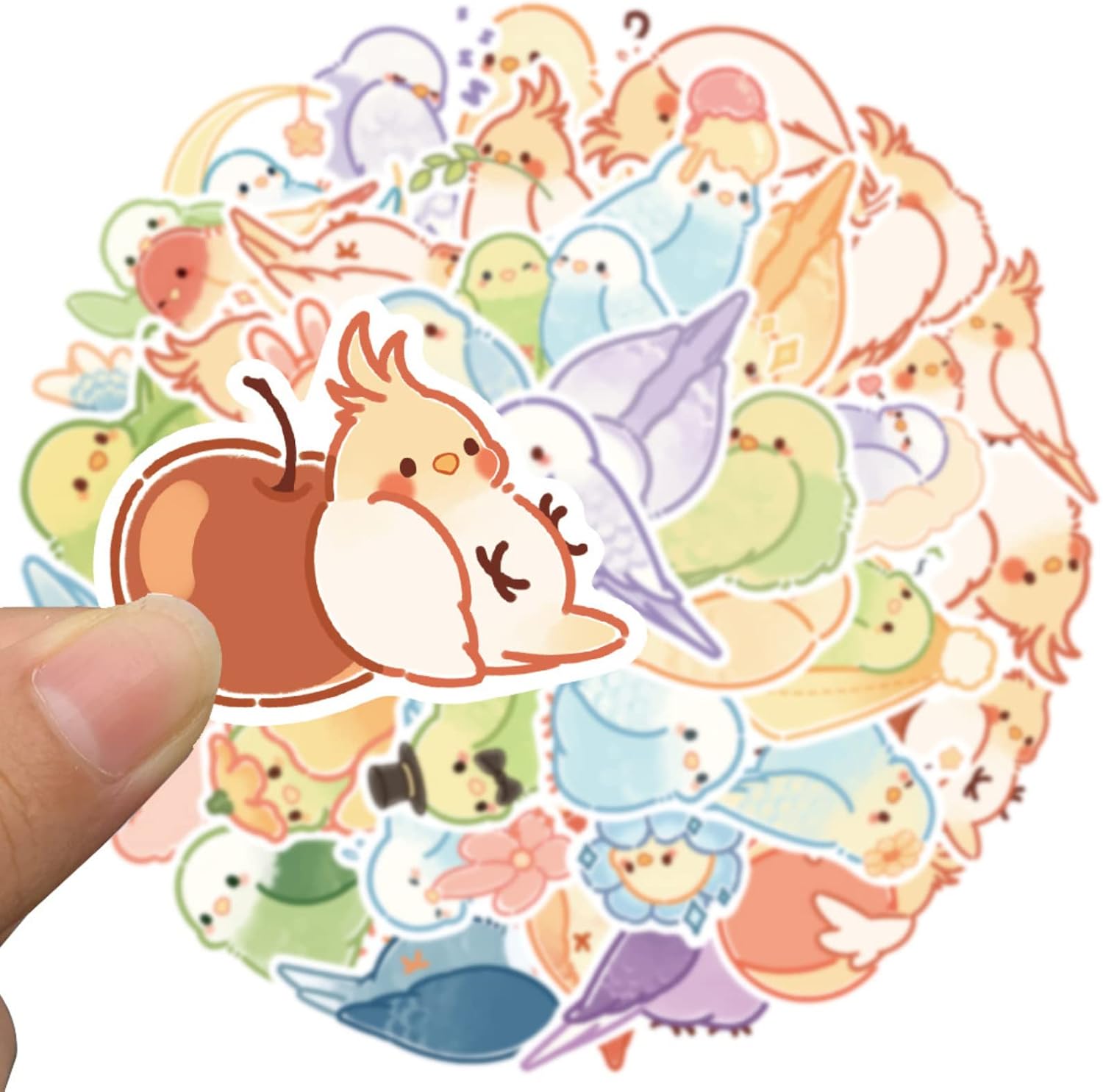 Calcomanías de grafiti de loros coloridos de dibujos animados de pájaros kawaii, portátil, nevera, guitarra, equipaje, teléfono, calcomanías para
