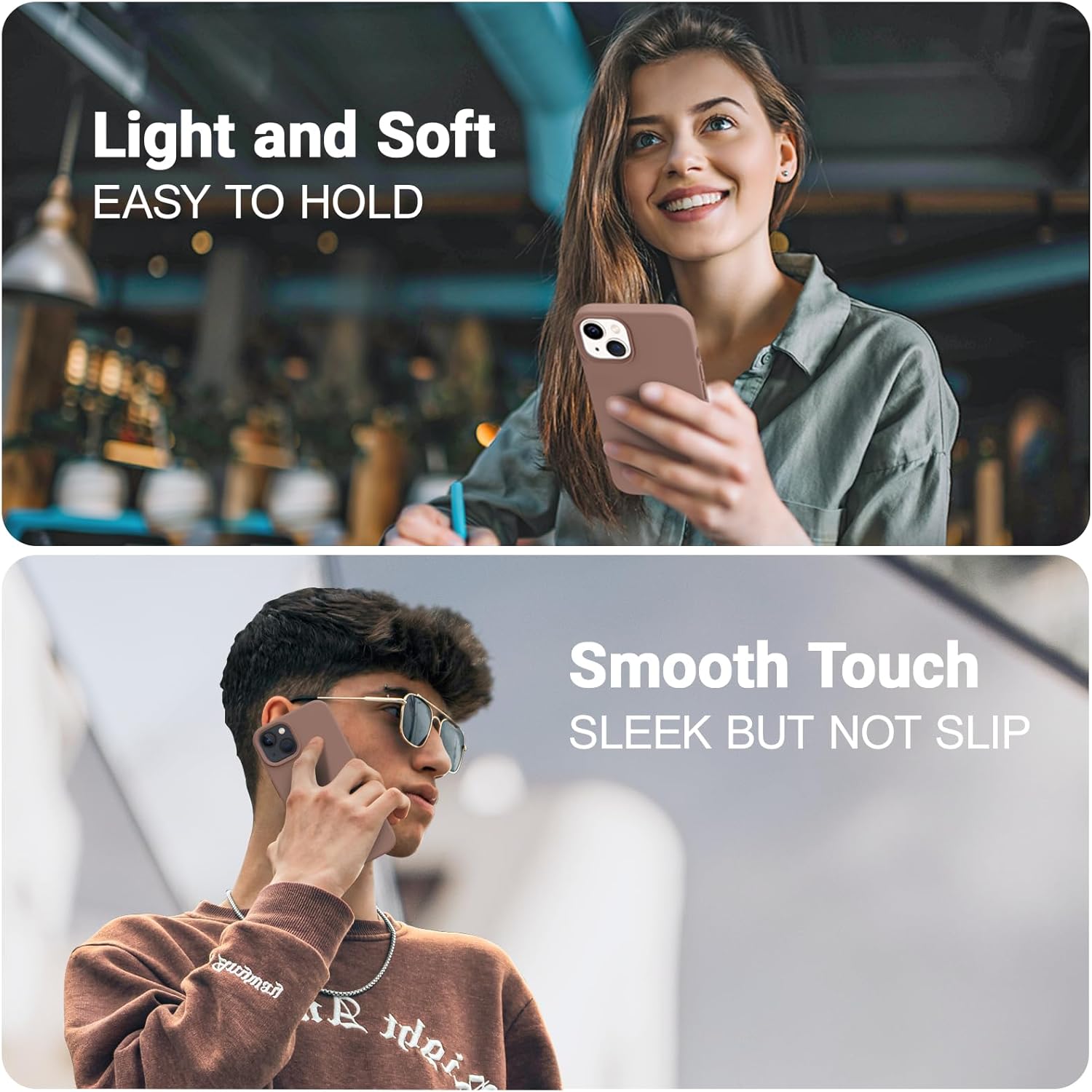 AOTESIER Funda compatible con iPhone 13, Serie Slim de silicona Funda protectora de cuerpo completo a prueba de golpes con forro de microfibra suave
