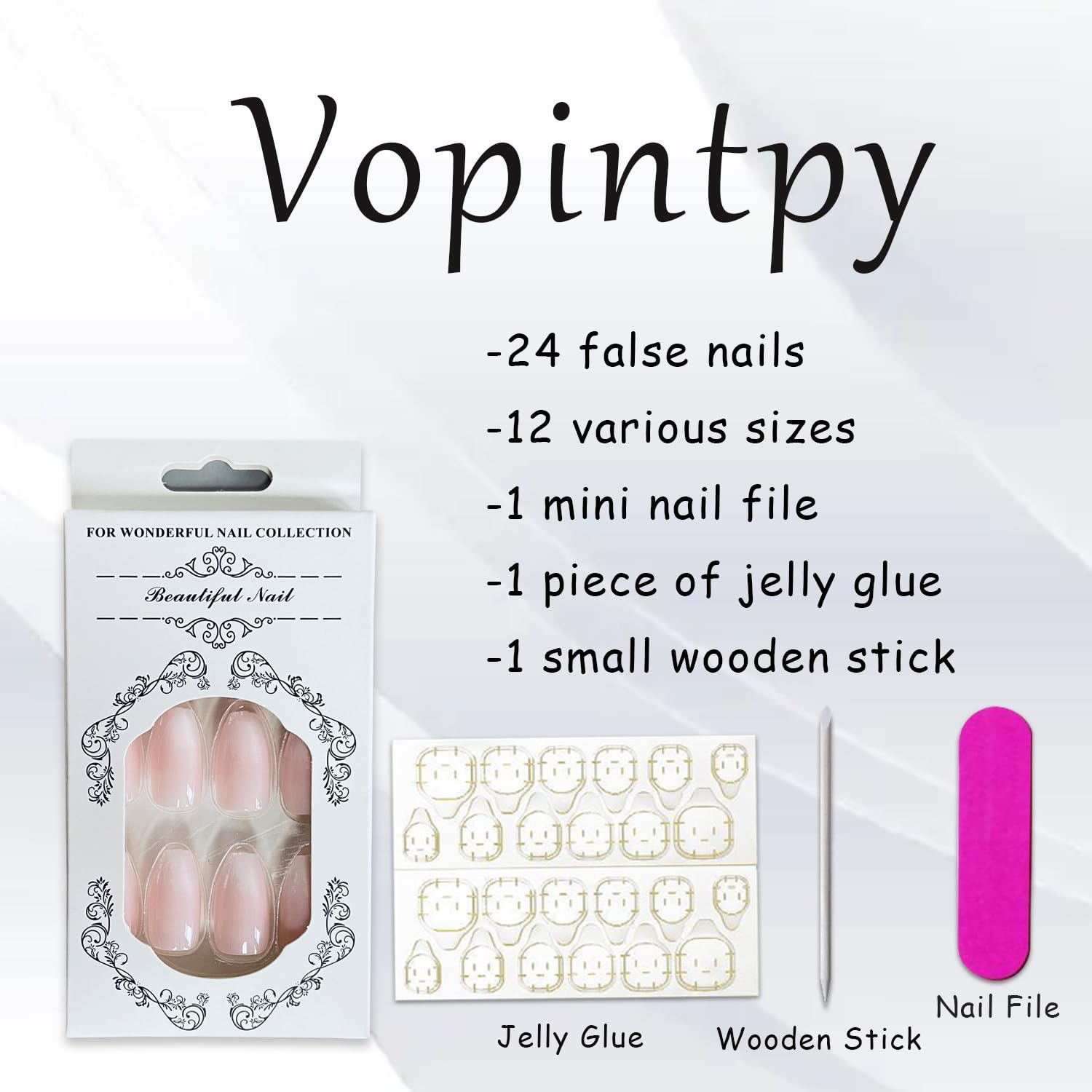Uñas postizas a presión de ataúd, uñas postizas de longitud media, uñas postizas con purpurina rosa degradado, diseño brillante de cobertura