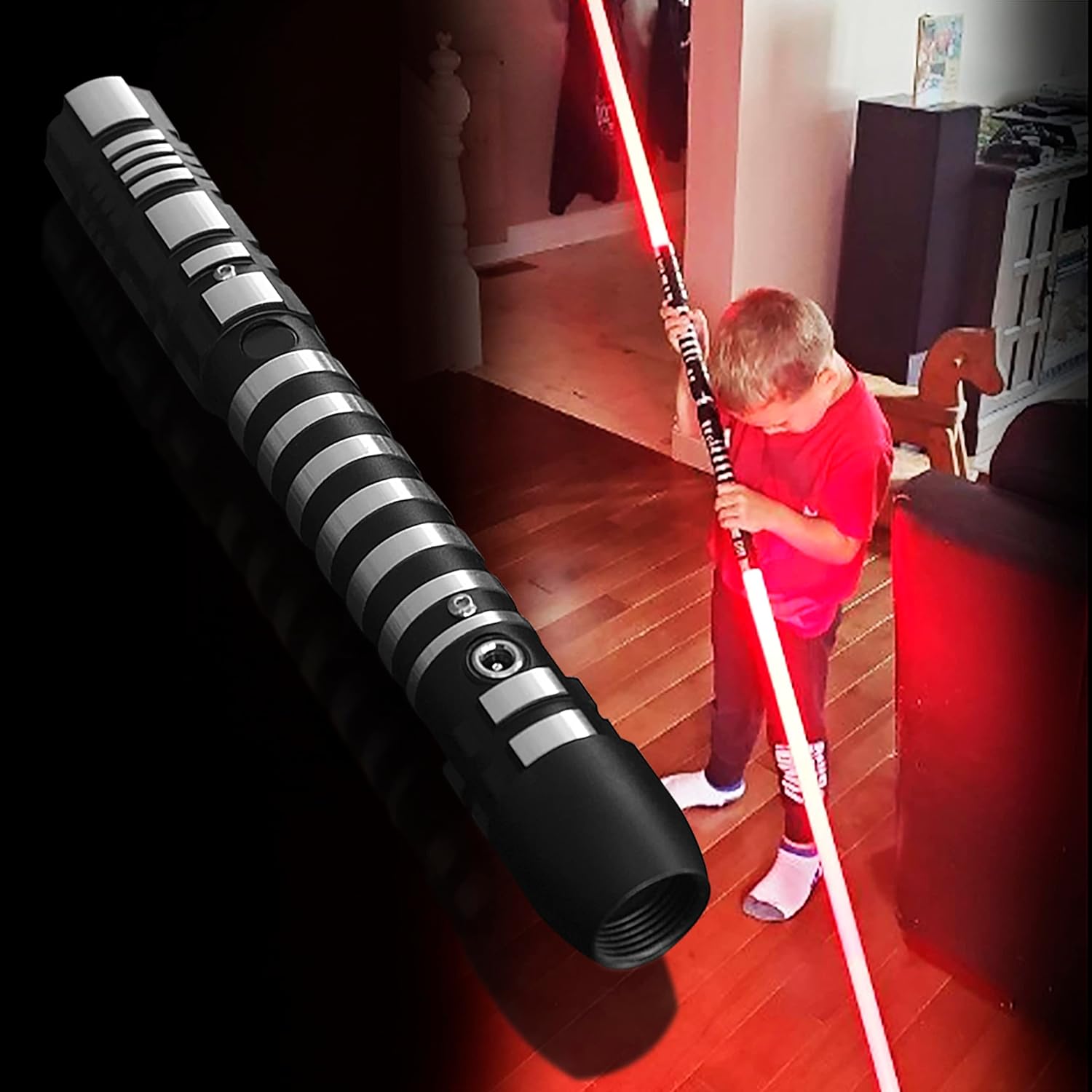 YDD Sable de luz LED de metal ligero de aluminio, Ghost Premium Force FX Black Series Light Ser para adultos aguanta duelos realmente fuertes.