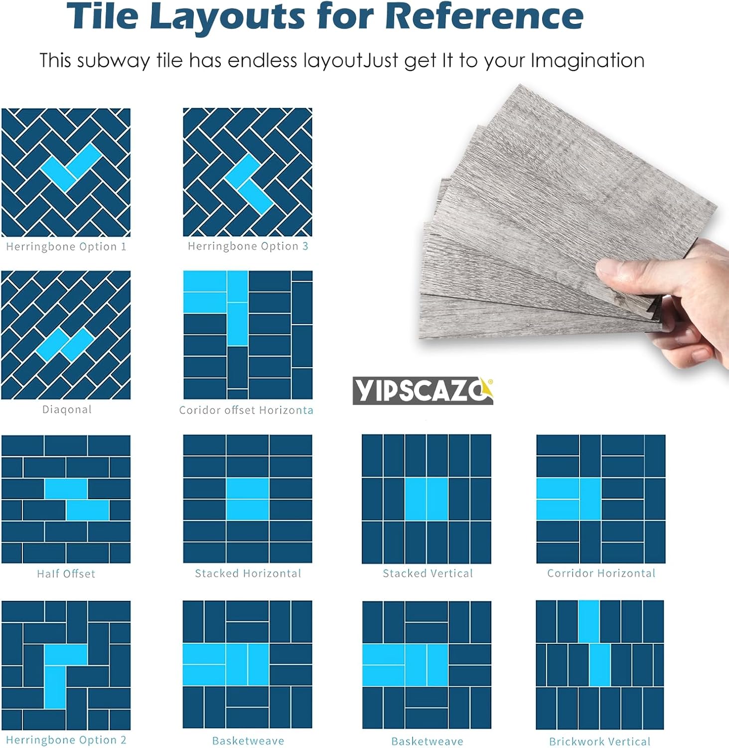 Yipscazo Azulejo de pared compuesto de PVC 3D de 3 x 6 pulgadas para despegar y pegar en azulejos para cocina, baño, lavandería, chimenea (gris