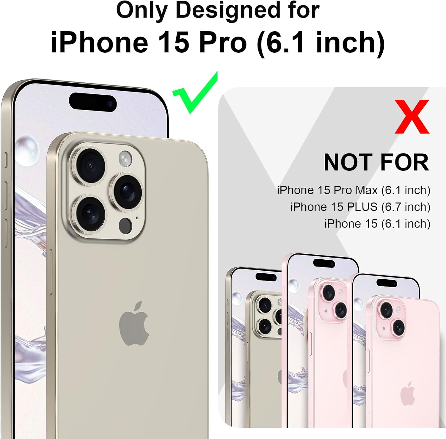 LONTECT Funda para iPhone 15 Pro con soporte magnético invisible compatible con MagSafe protección contra caídas a prueba de golpes, funda