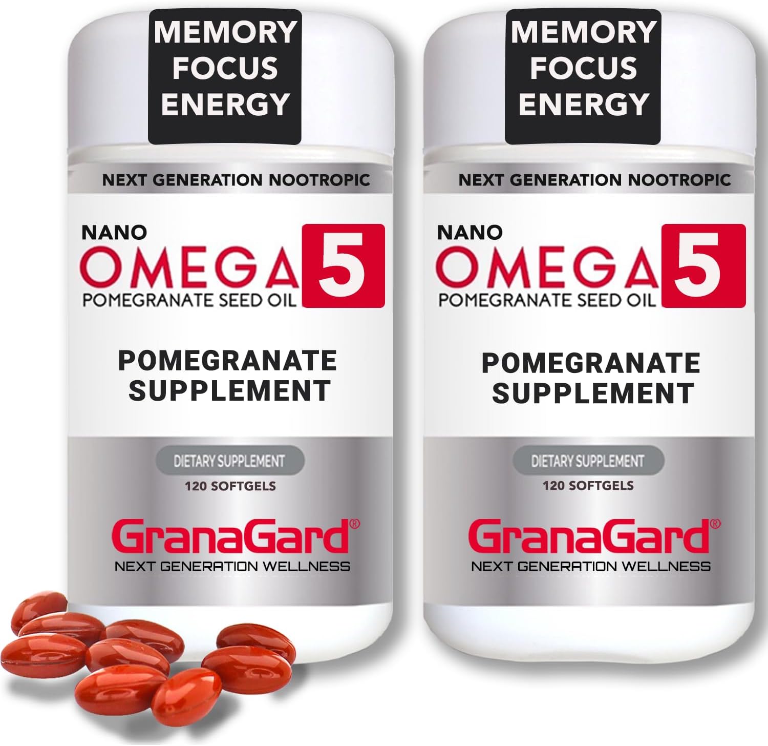 Granagard Suplementos cerebrales clínicamente probados (suministro de 4 meses) con antienvejecimiento, píldoras de memoria, suplemento de granada