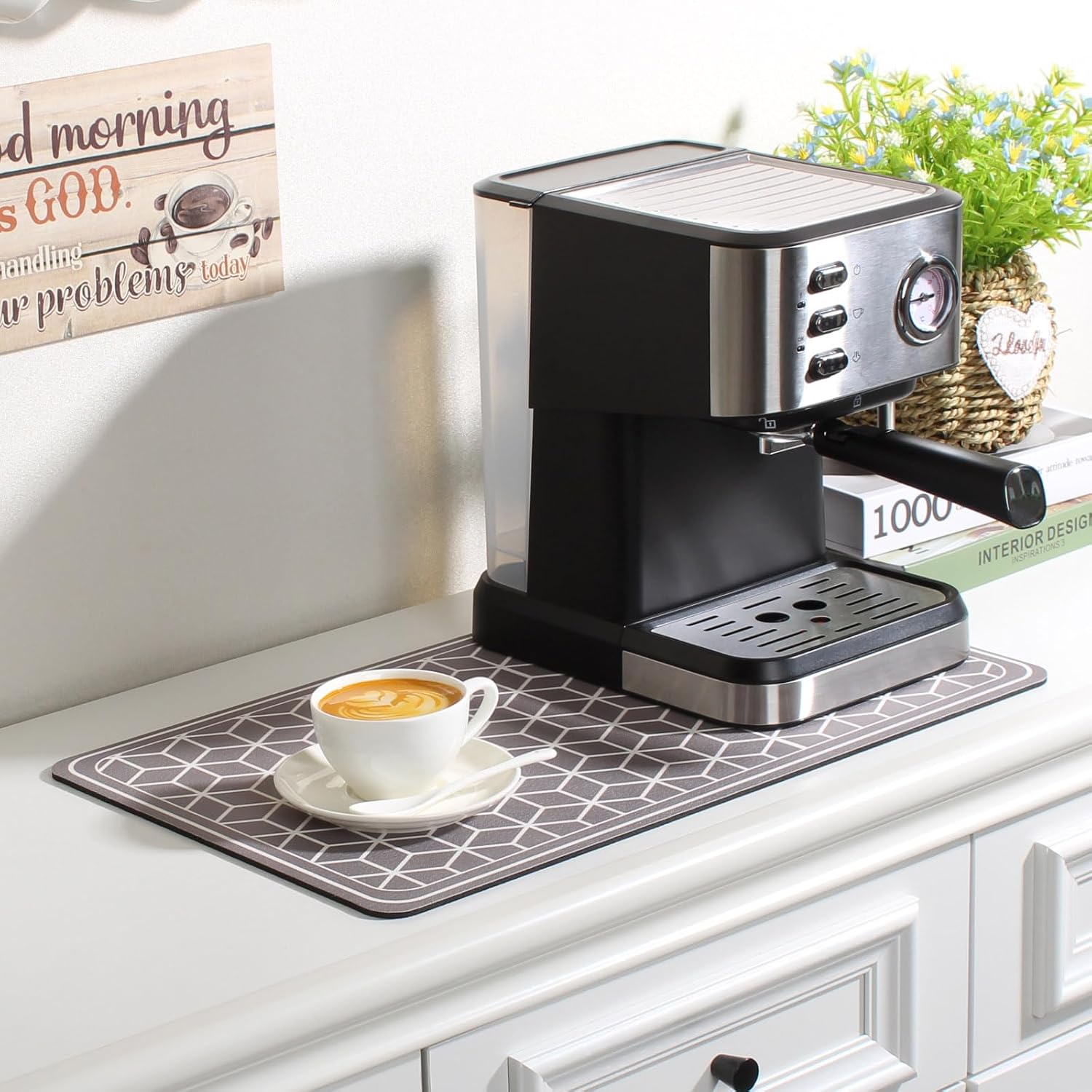 Tapete de café grande para secar platos para encimera de cocina, tapete absorbente de manchas para barra de café, tapete para cafetera, alfombrilla