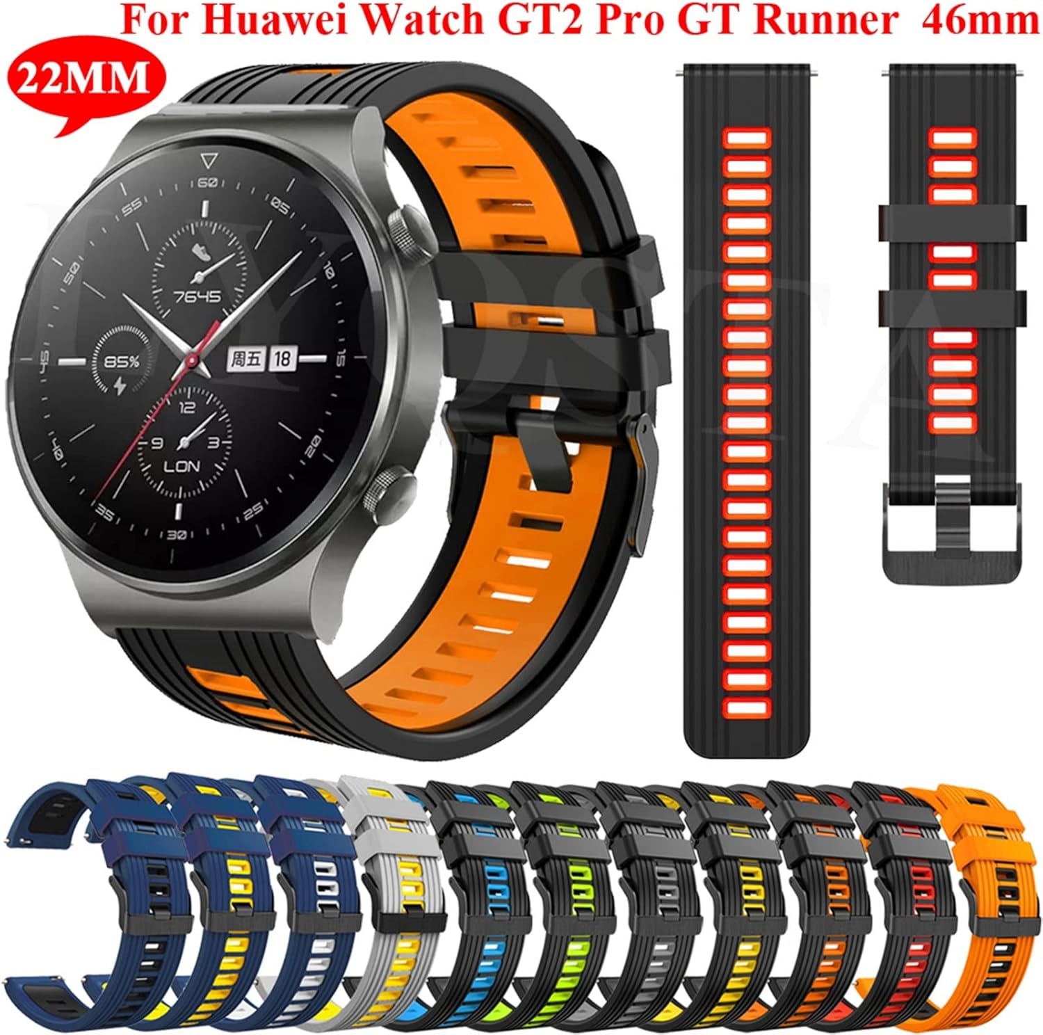 BANDKIT Correa de reloj de silicona de 0.866 in para Huawei GT 3 GT 2 GT2 Pro GT Runner 1.811 in Bandas de repuesto