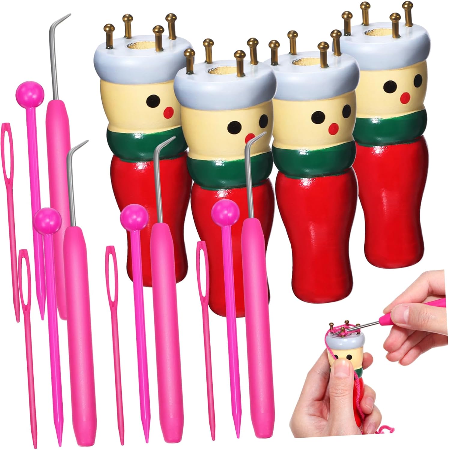 VILLCASE Juego de 4 piezas de muñecas de punto, herramientas para tejer, juguetes para tejer, telares de tejer, juguetes para hacer muñecas, kit de