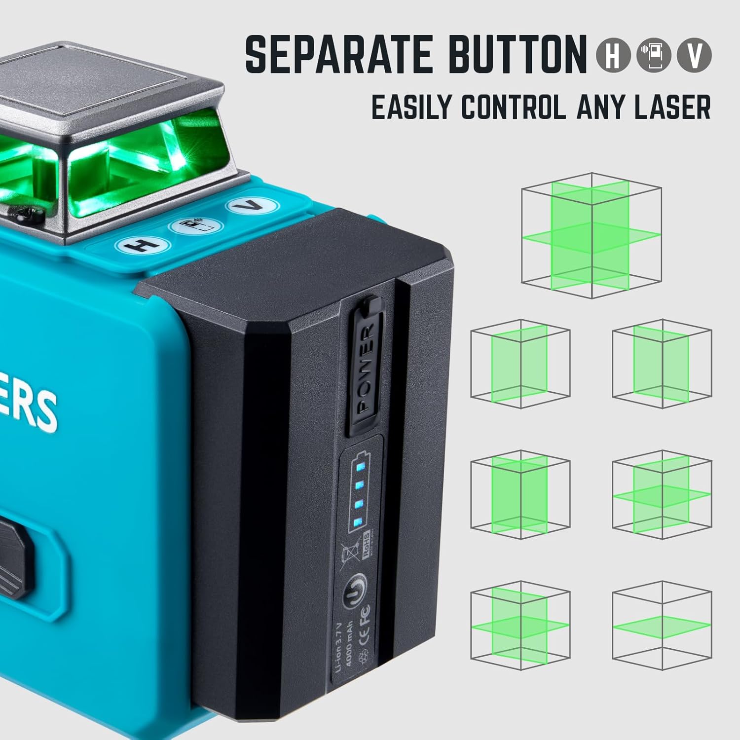 KEZERS Nivel láser  12 líneas de nivel láser autonivelante 3 x 360 línea cruzada 3D herramienta de nivel láser para construccióncolgar imágenes,