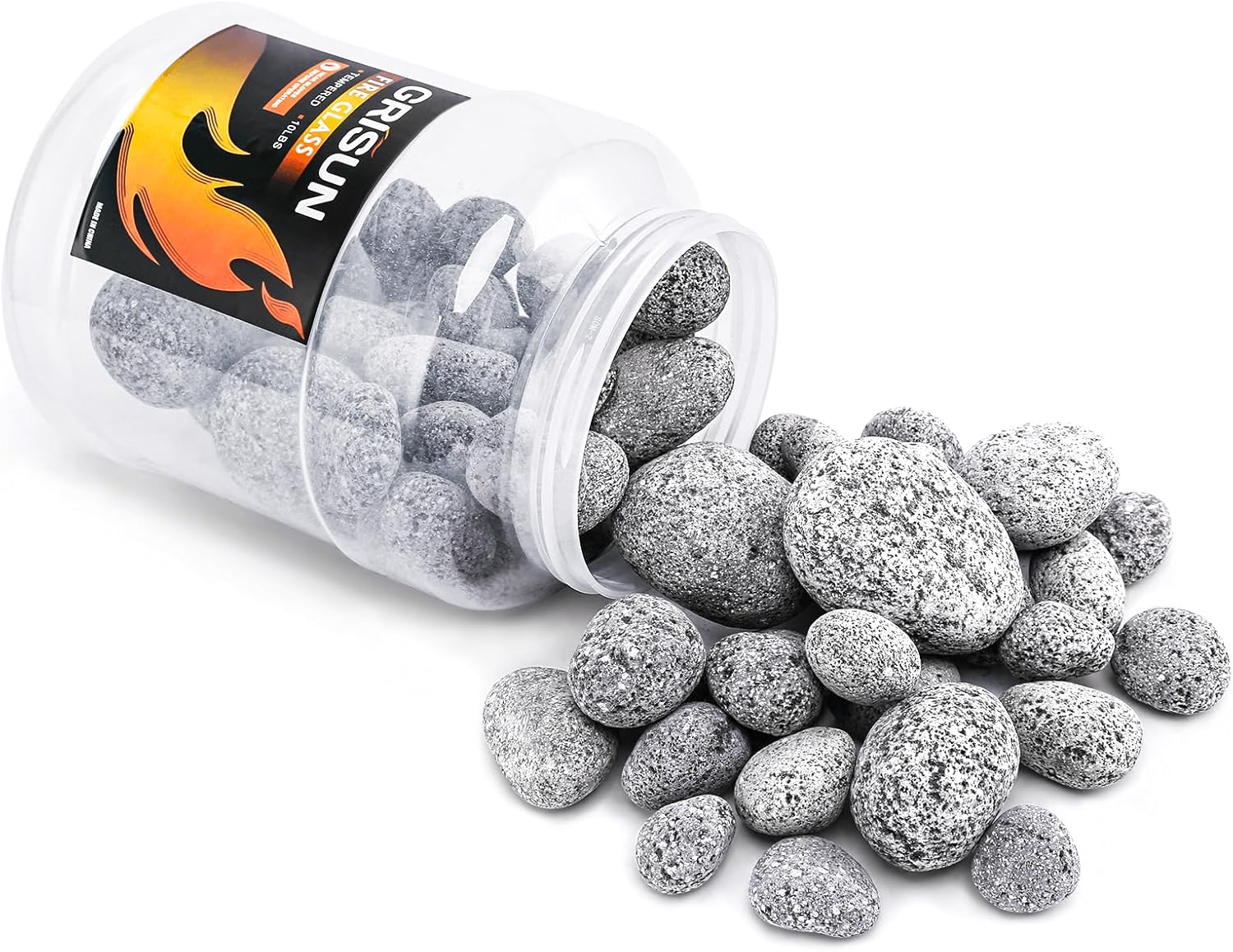 Grisun Piedras de lava gris para pozo de ajuste, piedras de lava templadas naturales seguras de 1-3 pulgadas para chimenea, paisajismo, plantas en