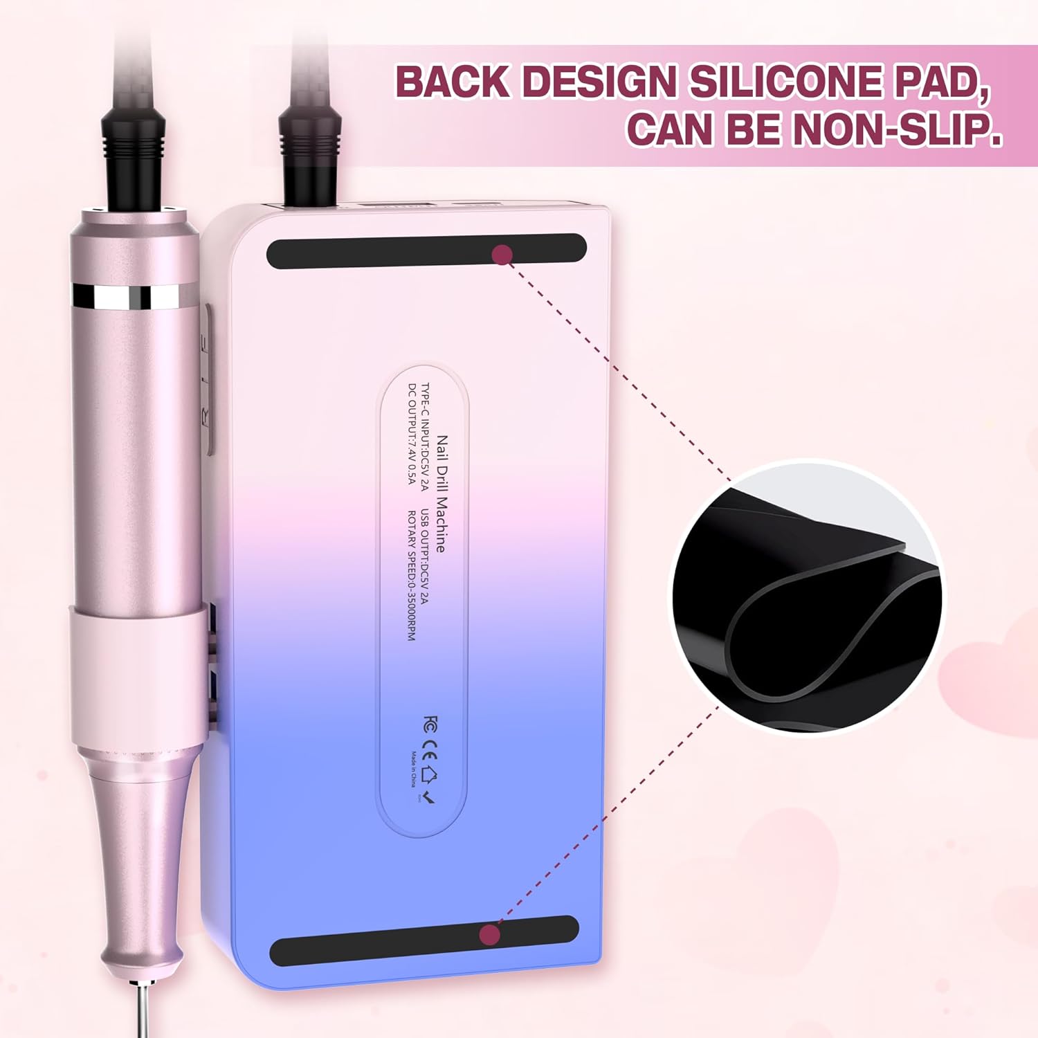 Taladro de uñas profesional, kit eléctrico de uñas de gel acrílico, lima E portátil, 35000 rpm, recargable, manicura, pedicura, herramientas de