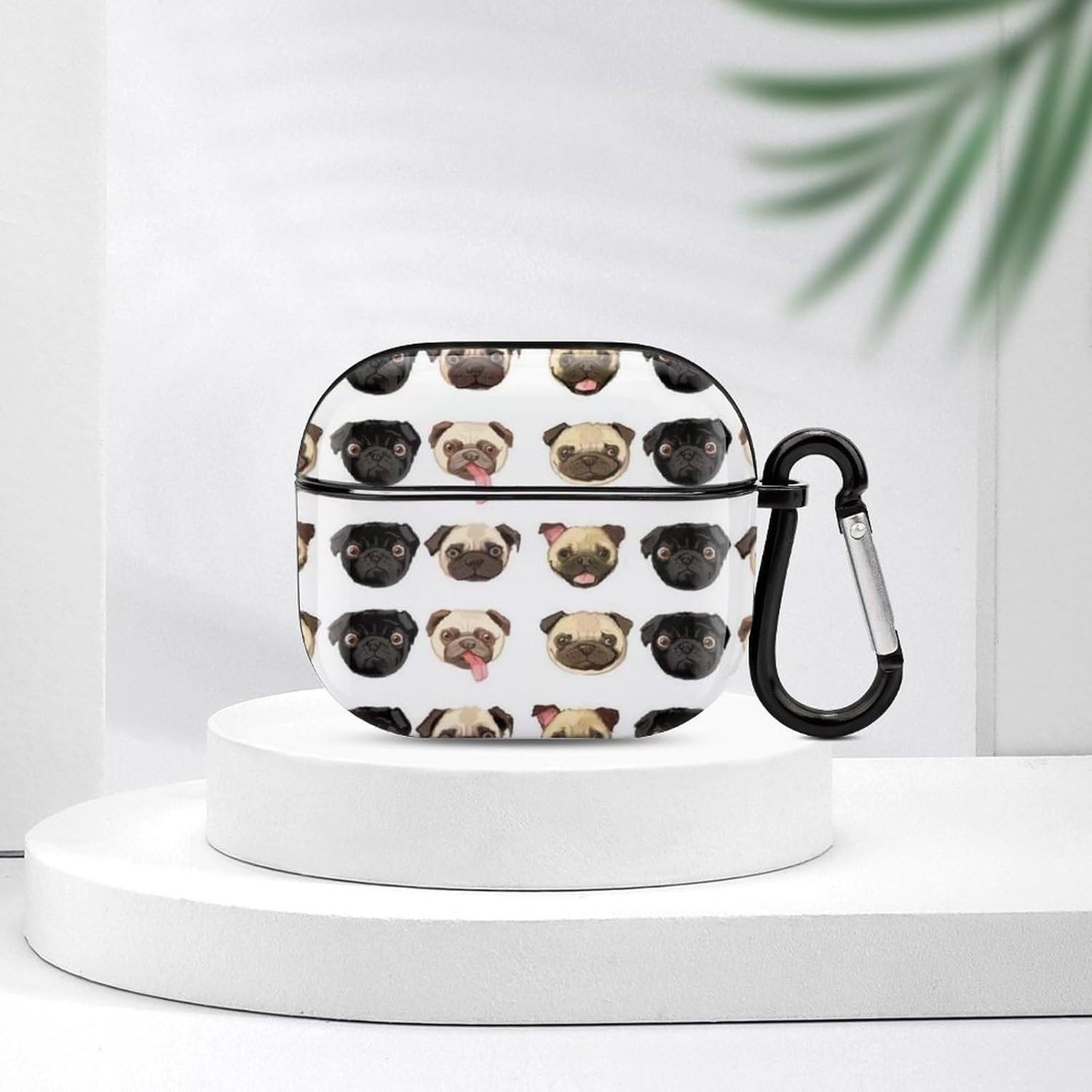 Funda para auriculares Bluetooth de Pug negro y amarillo para Airpods 3 PC, funda rígida con diseño de impresión completa, a prueba de caídas con