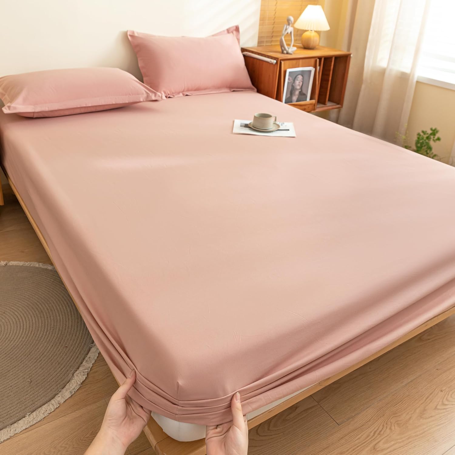 Mengersi Protector de colchón impermeable, sábana bajera ajustable 100% algodón, funda de colchón impermeable, transpirable, ultrasuave, bolsillo