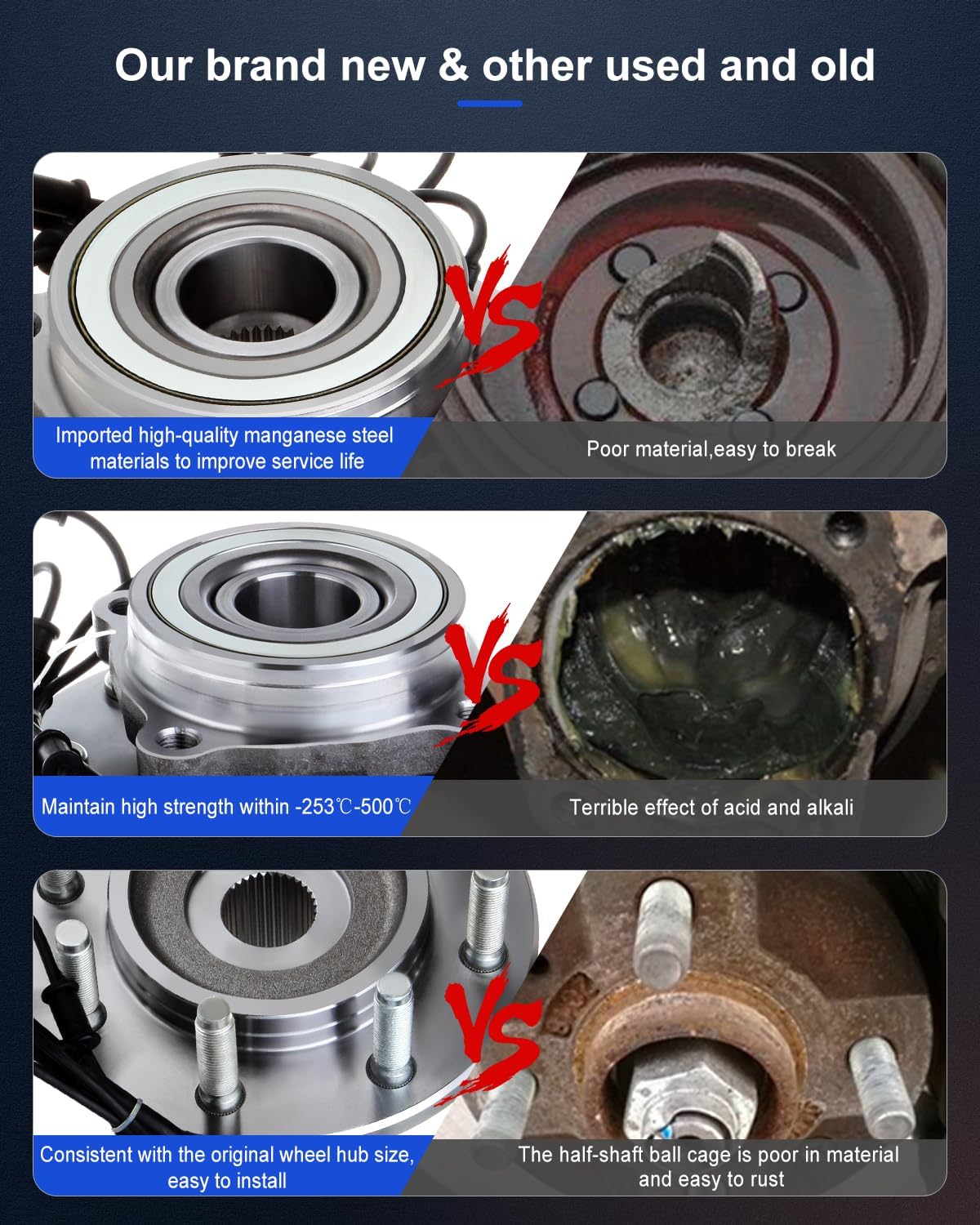 ECCPP Repuesto para par de 2 cojinetes de cubo de rueda delantera 06 07 08 Dodge Ram 2500 3500 1500 4WD 4X4