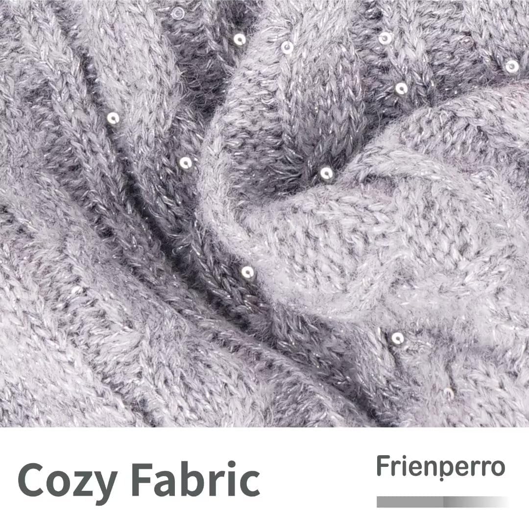 Frienperro Suéter para perro para perros pequeños, suéter de punto trenzado con lentejuelas, suéter cálido de invierno de cuello alto, traje de