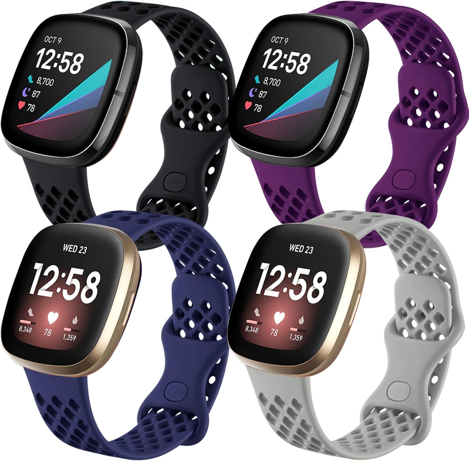 Maledan Compatible con Fitbit Sense Band Fitbit Versa 3 Band Fitbit Sense 2 Band Fitbit Versa 4 Bandas, correa de reloj deportiva impermeable