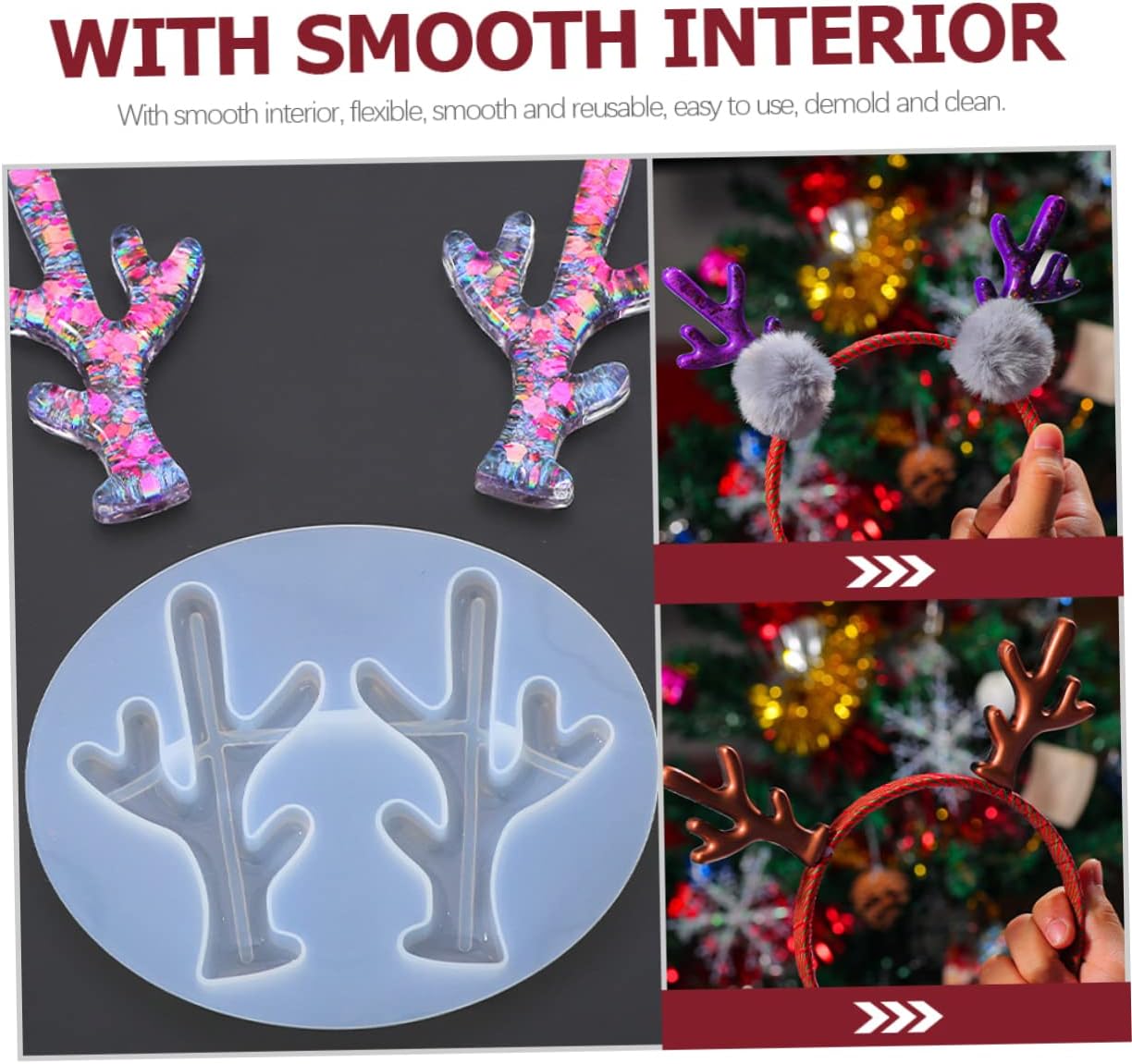6 plantillas de moldes para cornamentas para manualidades, moldes de silicona, diadema con joyas, molde de para resina, diadema de joya, cuernos de