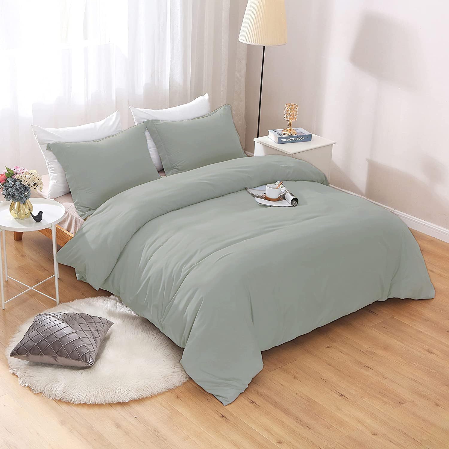 Juego de funda de edredón de 3 piezas de 800 hilos con 2 fundas de almohada, 100% algodón de fibra larga para cama de tamaño King de gran tamaño (98