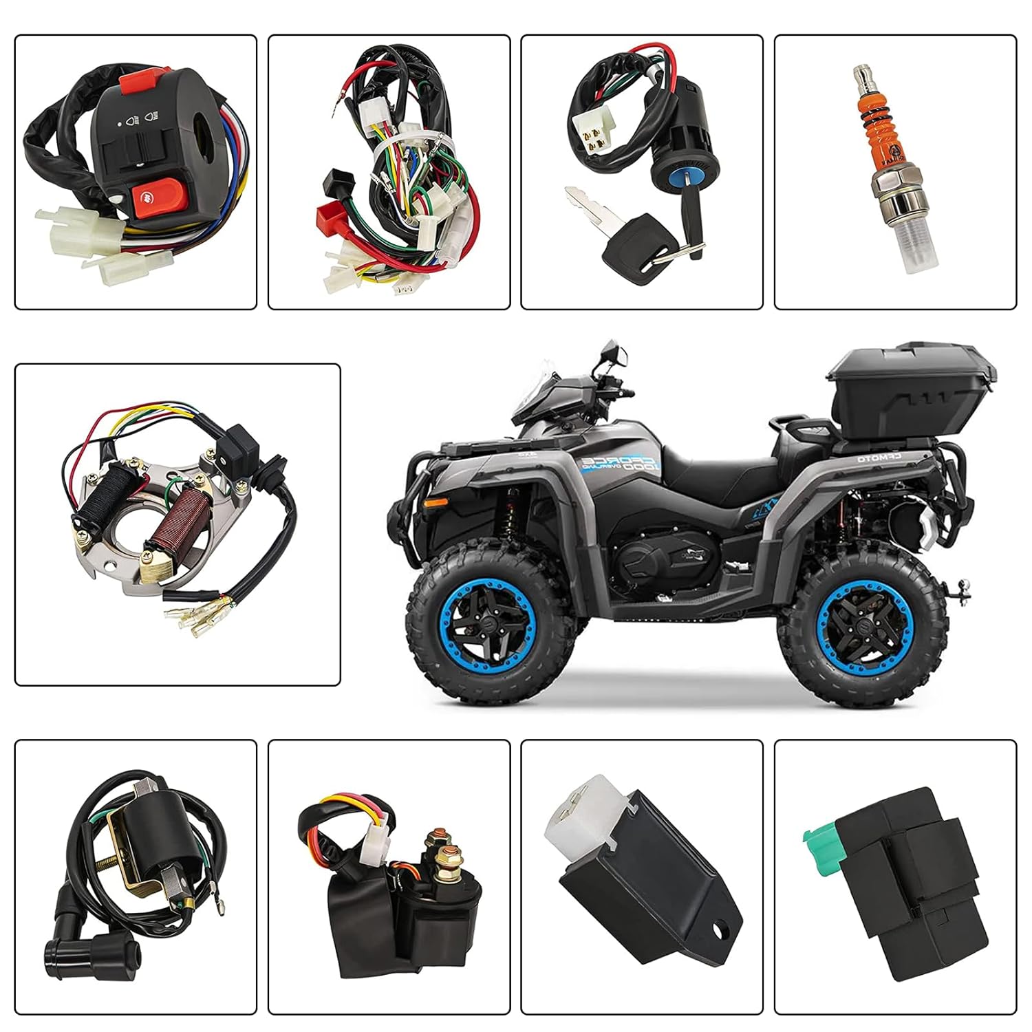 Kit completo de arnés de cableado CDI de bobina de estator de electricidad  Endxedo Kit completo de arnés de cableado para ATV KLX de 4 tiempos, 50