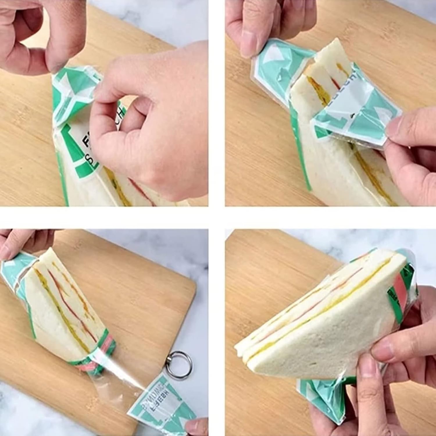 200 envoltorios de plástico para sándwiches, contenedores desechables transparentes para sándwich, caja de cuña, embalaje triangular para panadería,