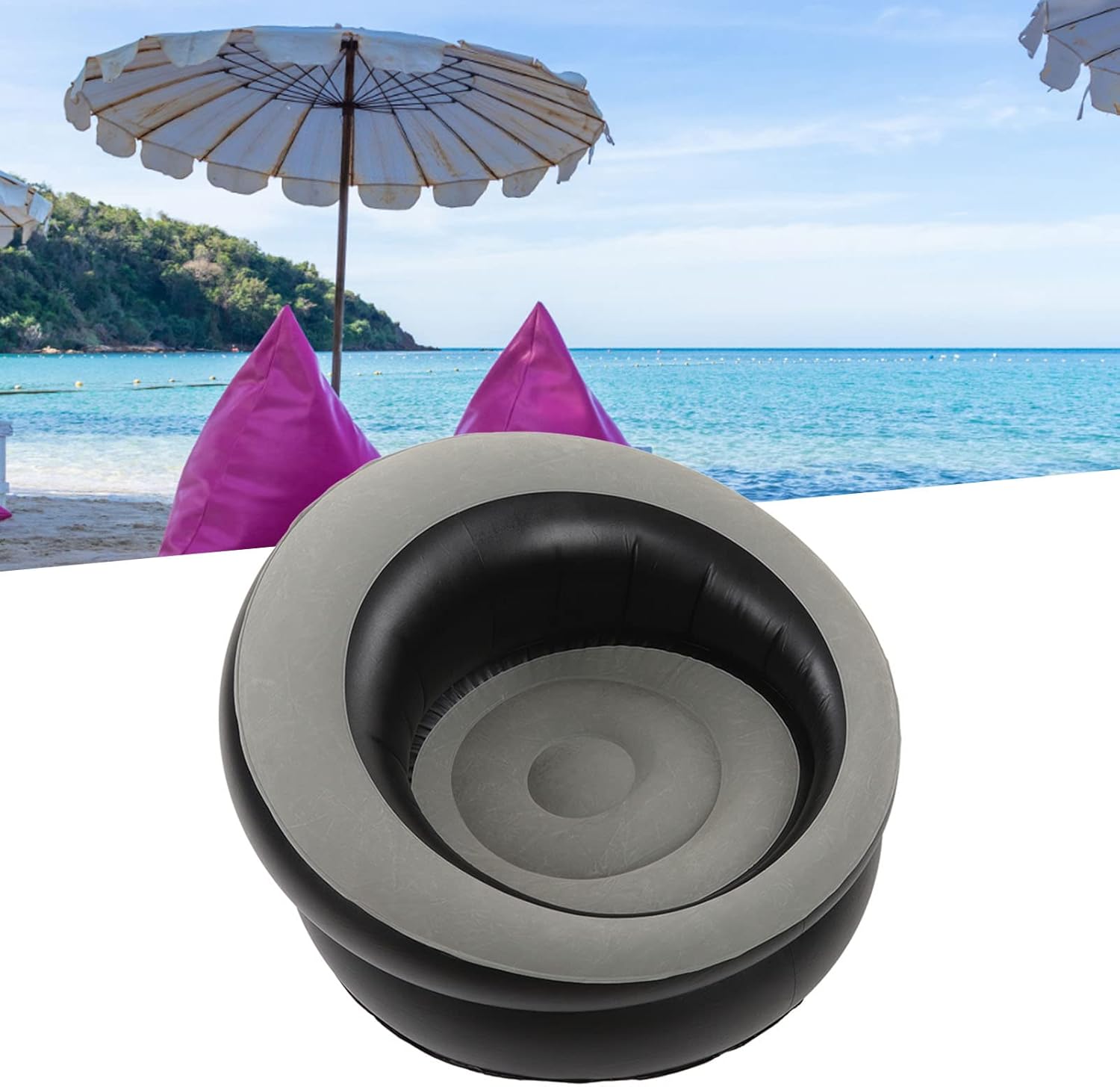 Silla redonda inflable para exteriores, sillas individuales inflables para exteriores, muebles modernos para jardín, campamento, viajes, playas,