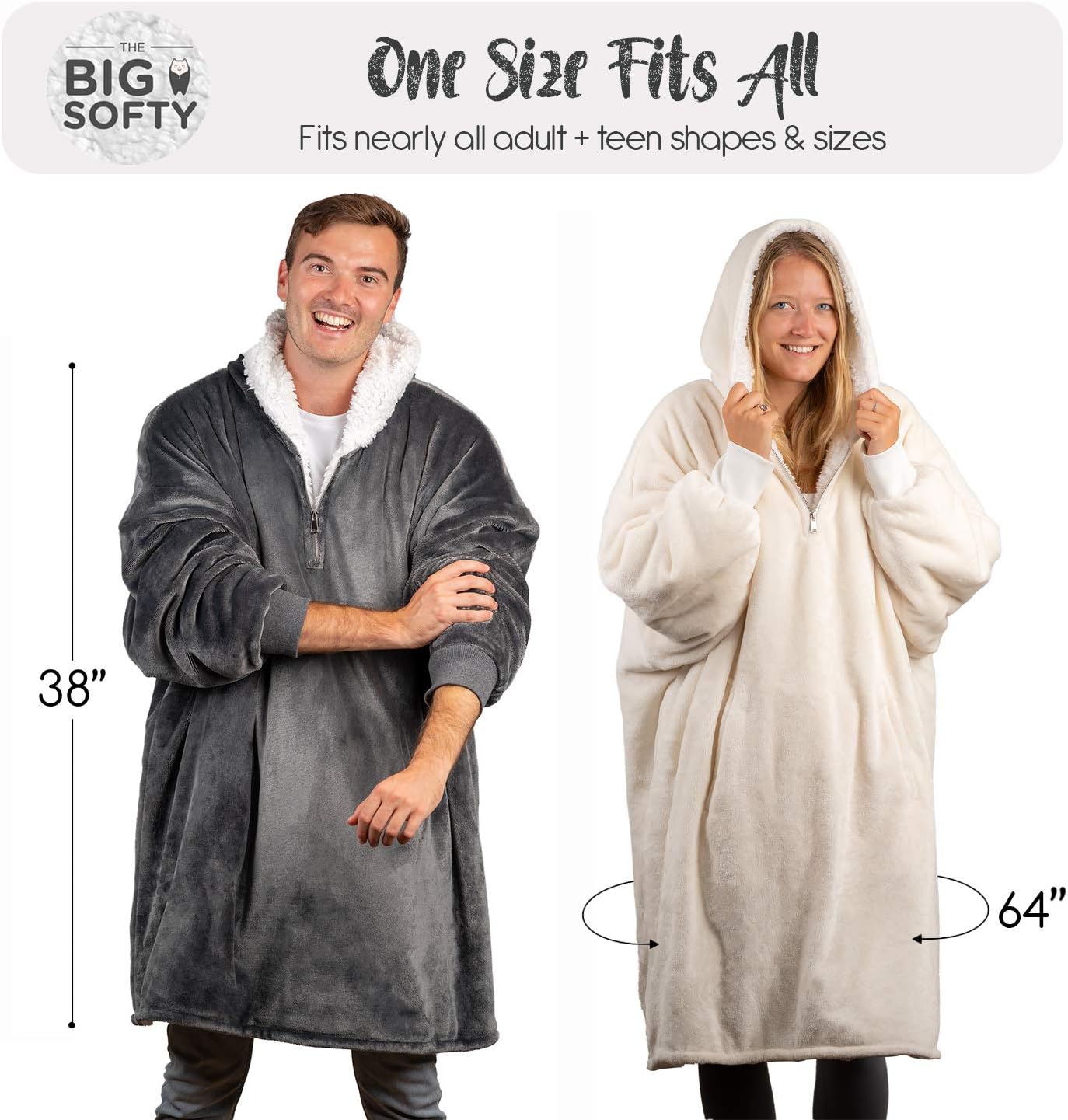 Trekki Sudadera con capucha de gran tamaño, manta con capucha para hombres y mujeres con cremallera, cómoda manta de forro polar con capucha para