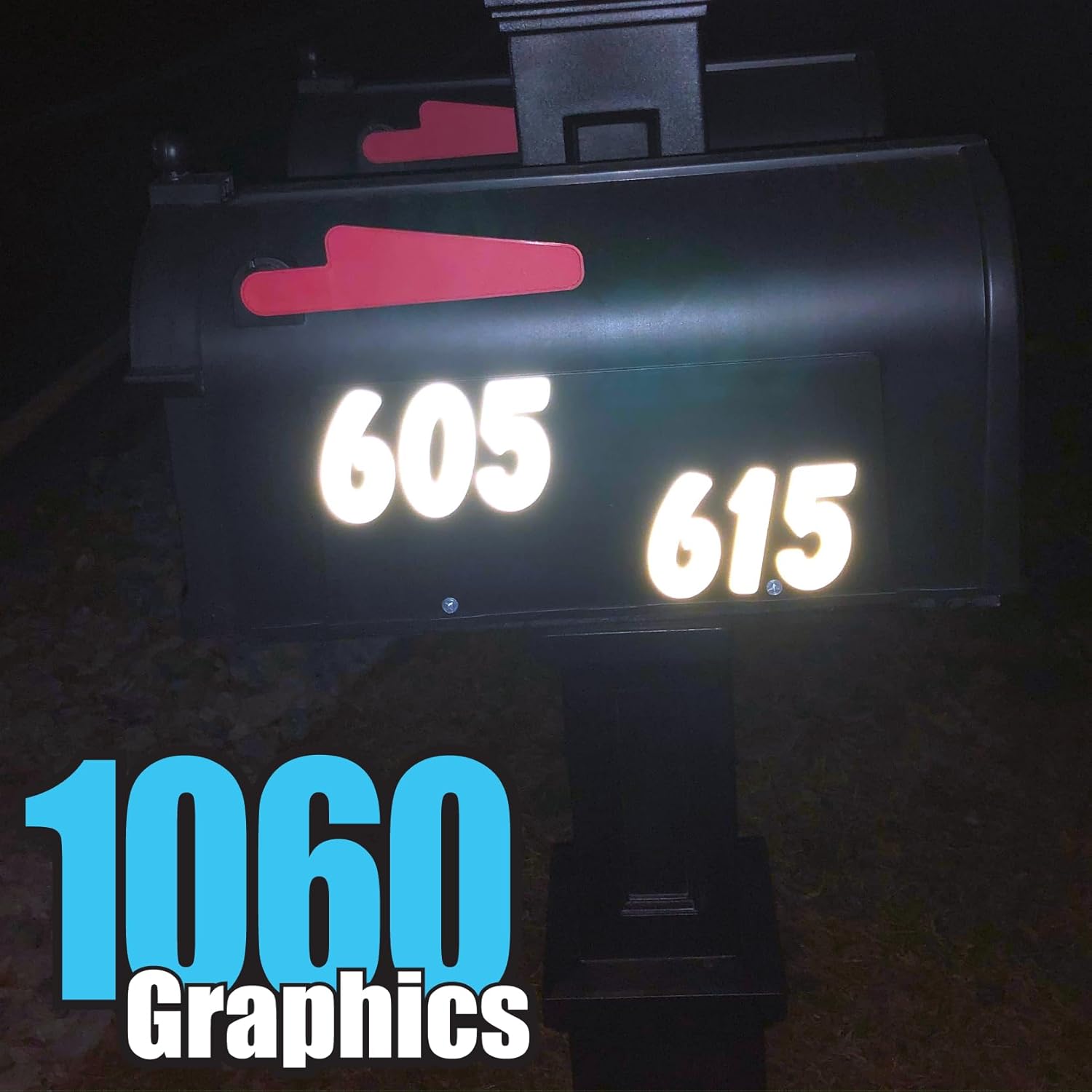 1060 Graphics – Números de buzón reflectantes de 8 pulgadas de alto – Calcomanía hecha a medida, letras de vinilo premium, casa, negocios,
