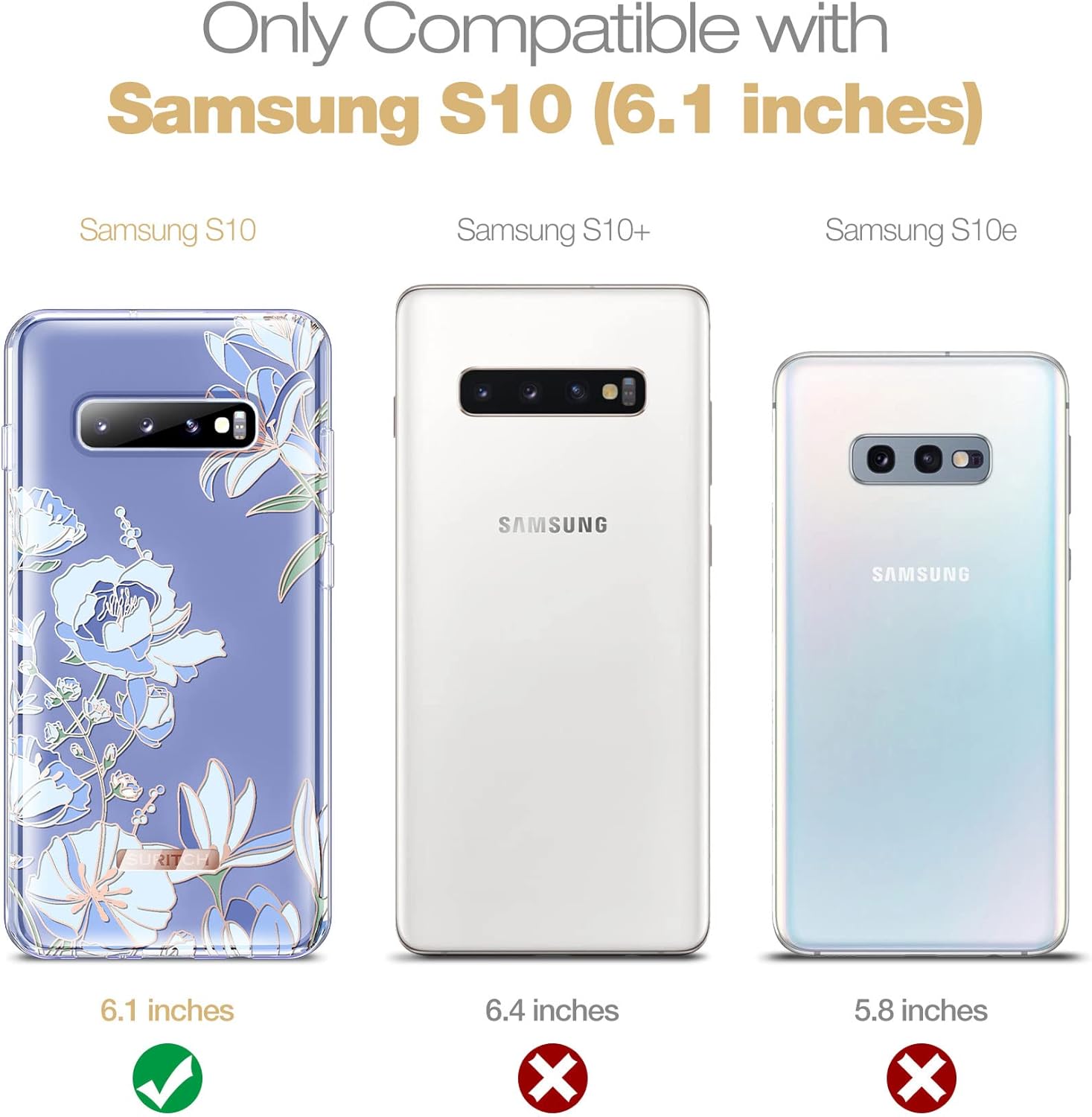 SURITCH Funda para Samsung Galaxy S10 mejorada, protector de pantalla antiarañazos integrado protección de doble capa Protección completa de 360 a
