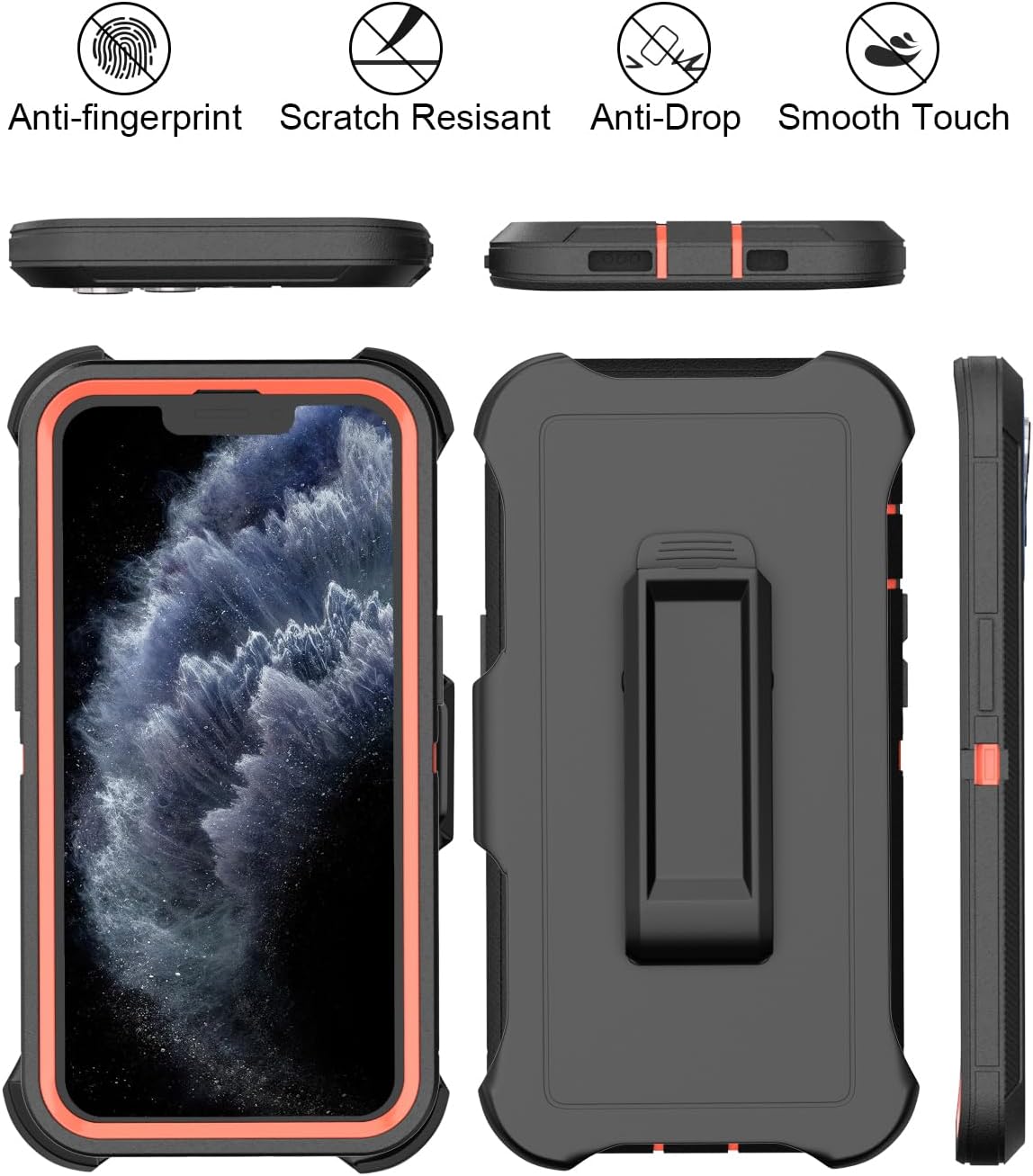 Designed for iPhone 11 Pro Max Case 3-in-1 Full Body Rugged Protection Belt Clip Kickstand with 2 Screen Protectors, Heavy Duty Military Grade Drop