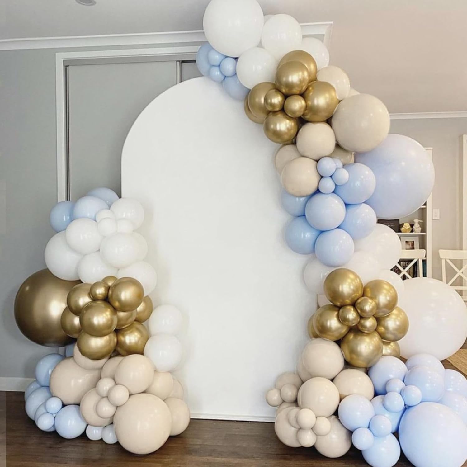 RUBFAC 154 globos de color blanco arena de diferentes tamaños de 18, 12, 10, 5 pulgadas para arco de guirnalda, globos de látex blanco arena de alta