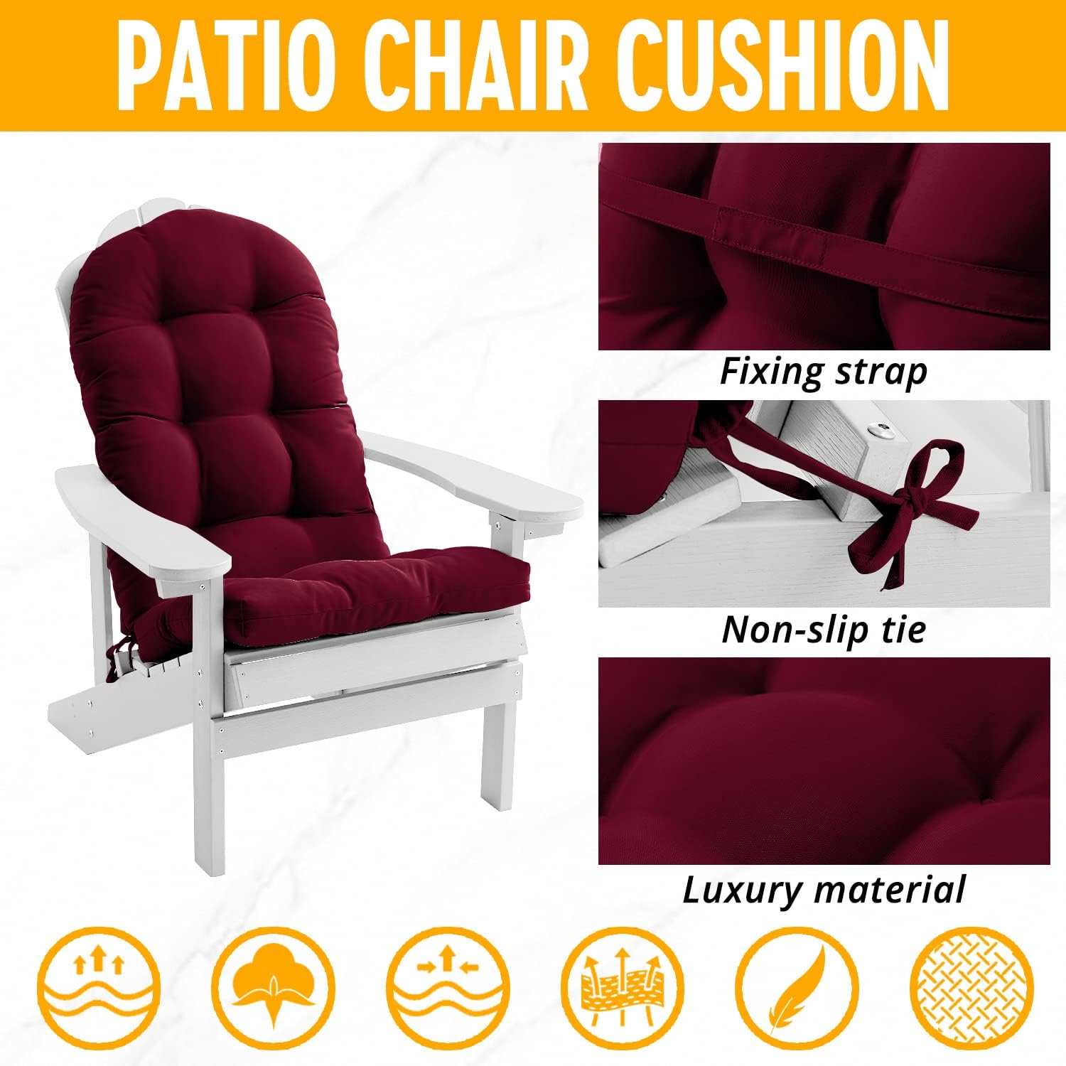 Adirondack & – Cojín para silla mecedora, cojines de respaldo alto para patio, almohada impermeable y sólida, almohadillas para interiores y