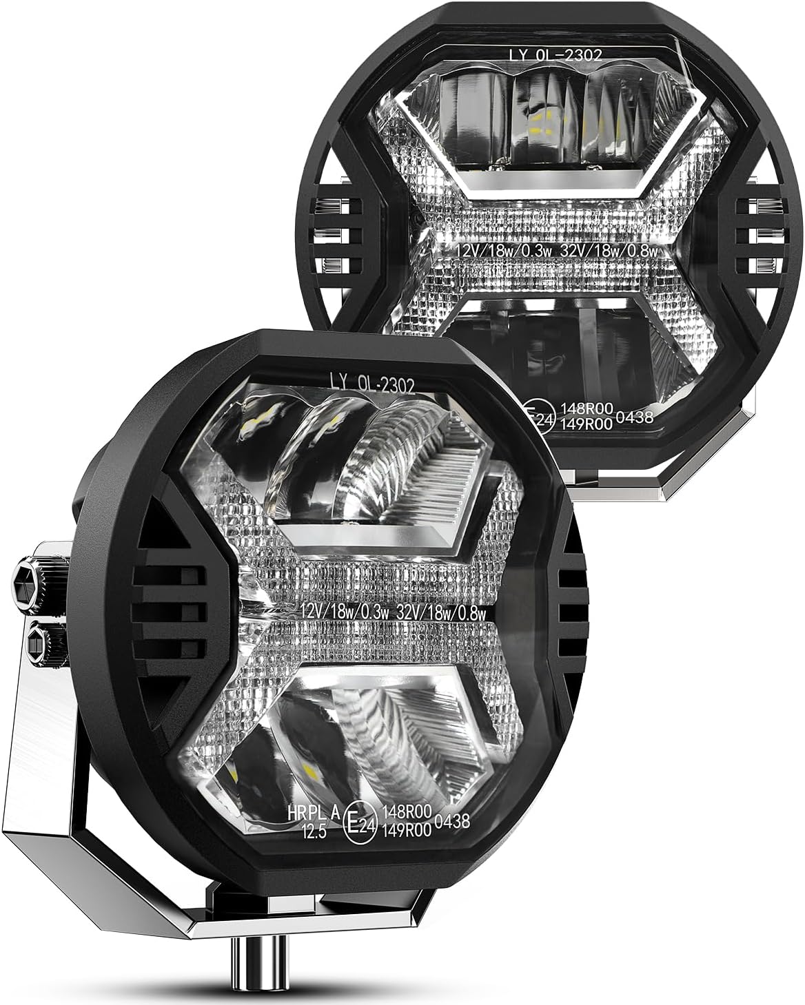 SPL Cubo de luz LED para conducción todoterreno, 3.8 pulgadas, 48 W, 10000 lúmenes, luz de conducción auxiliar con diseño de letra X DRL, barra de