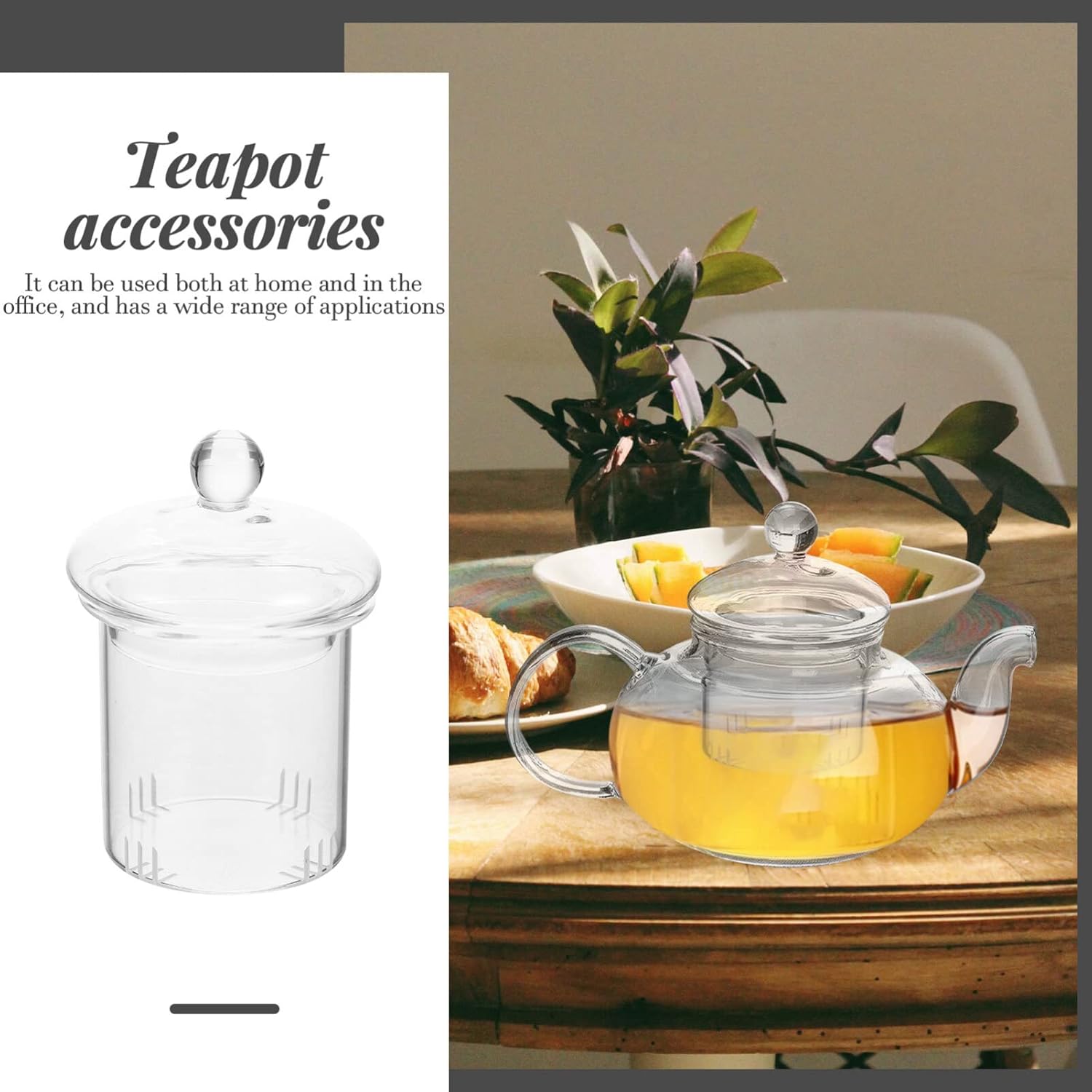 Tetera con infusor Infusor de té de vidrio universal con tapa, colador de té de repuesto, tetera de vidrio, infusor de té, taza de filtrado de té