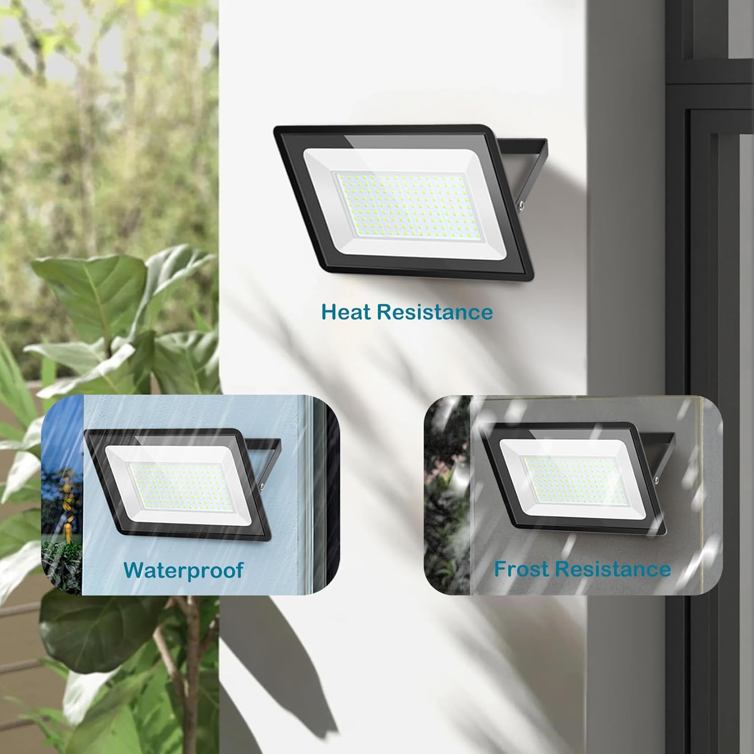 Sunkkes Luz de inundación LED de 150 W para exteriores, paquete de 3 unidades, IP66 impermeable, luz diurna de 6000 K, luces de seguridad blancas