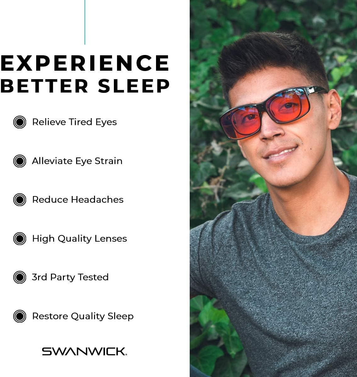 Swanwick Amber fit over blue light blocking glasses. Premium 99% blue blocker glasses fits over prescription glasses.