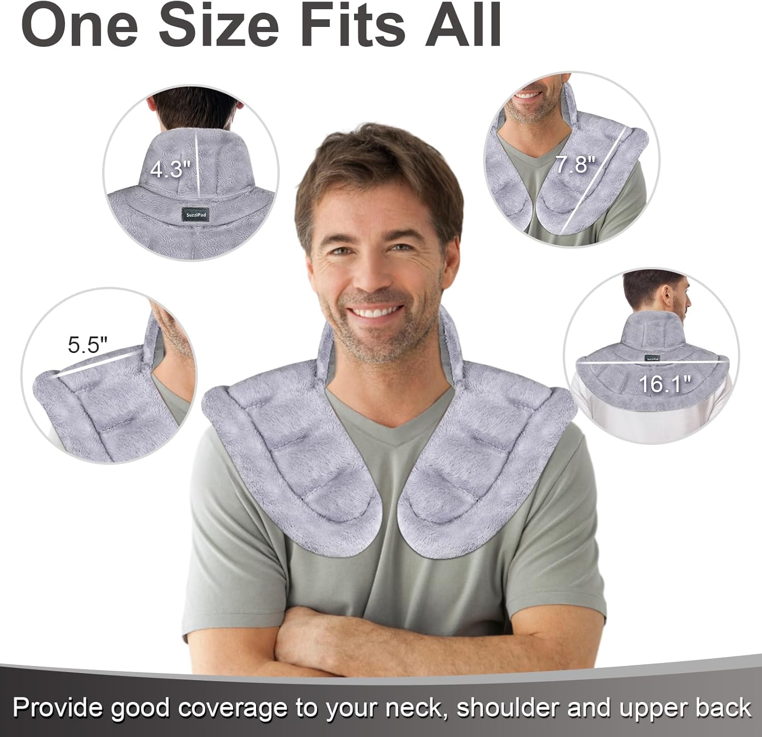 SuzziPad Almohadilla térmica para el cuello en microondas para aliviar el dolor de cuello, almohadillas térmicas de hombro para dolor crónico de