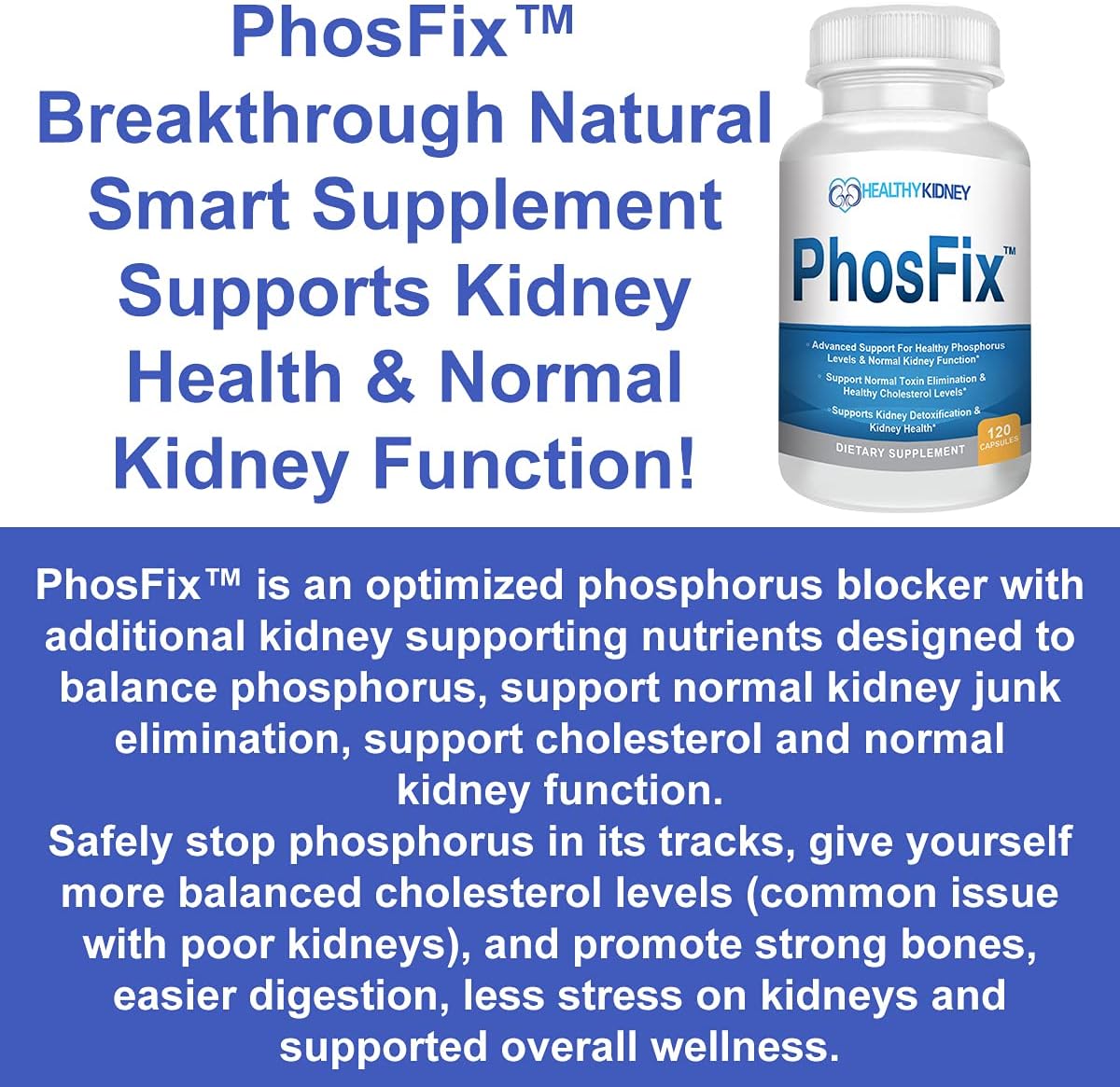 Suplemento renal de aceite de pescado Kidney Shield y paquete bloqueador de fósforo natural PhosFix