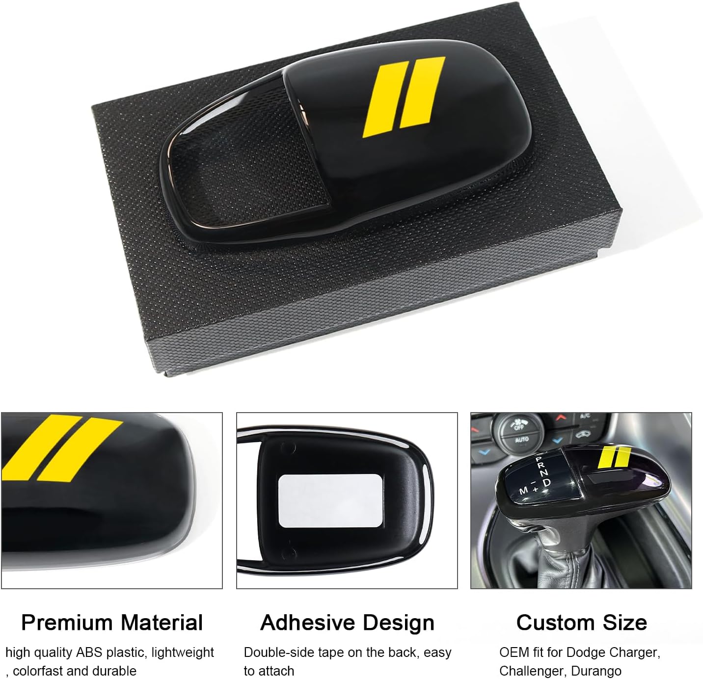 Pomo de la palanca de cambios para Dodge Charger Challenger Durango 2015-2021 2022 2023 Accesorios ABS Interior de palanca de cambios Protector de