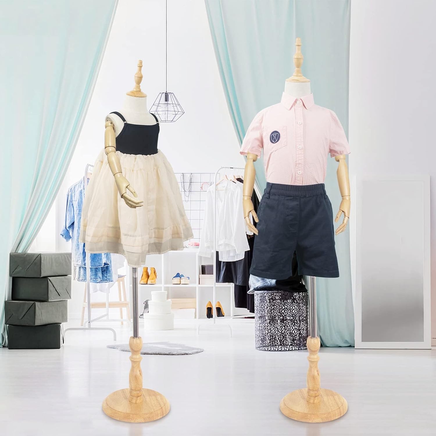 Forma de vestido con brazos de madera, maniquí de torso y cuerpo y busto, maniki para ropa, bufanda, escaparate, tienda, 2-3 años