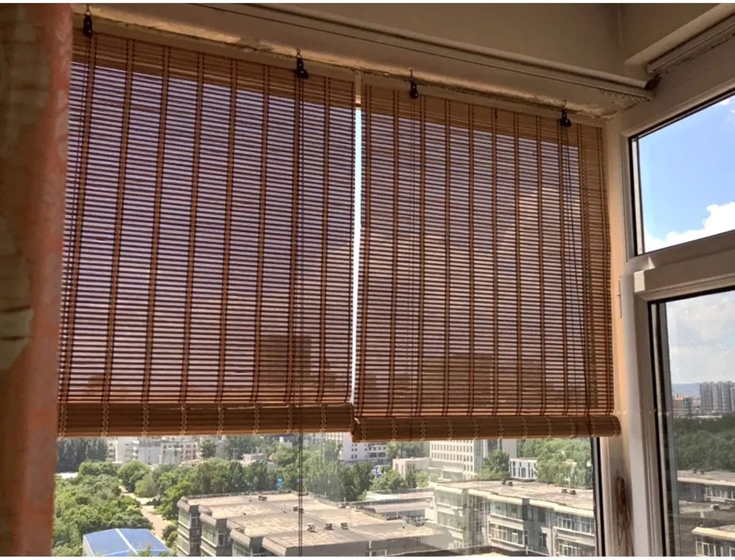 Persianas de bambú para exteriores, cortinas enrollables con filtro de luz, cortinas transpirables de decoración retro, persianas enrollables de