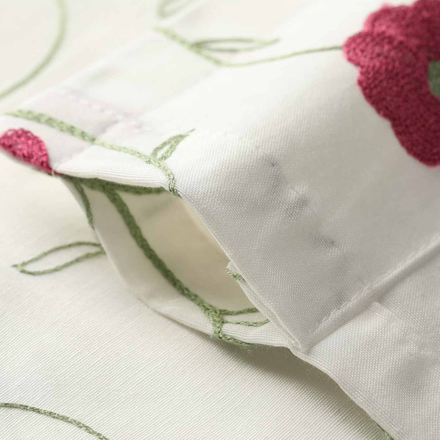 VOGOL – Cenefa de cocina bordada con diseño floral para ventanas, cenefas de lino para sala de estar, cenefas de bolsillo para ventanas pequeñas,